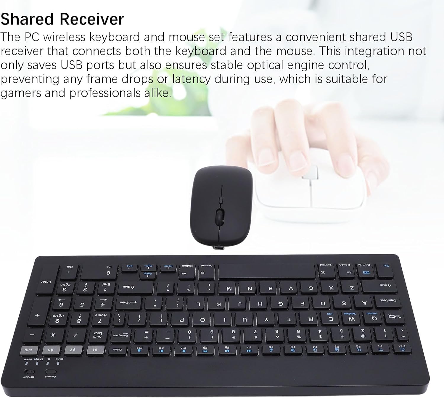 Tangxi Wireless Keyboard and Mouse Combo, 2.4G Full Size Thin Wireless Keyboard Mouse with Numeric Keypad, Rechargeable for Computer, Laptop, PC (Black)