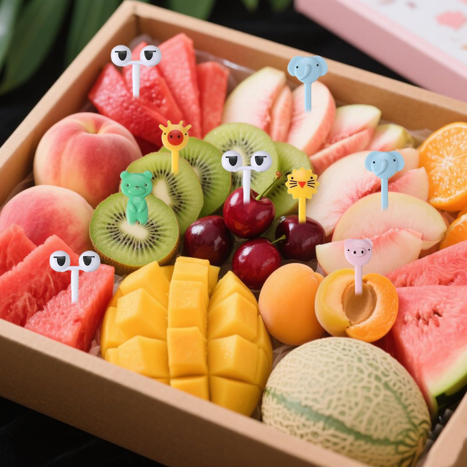 120 Fourchettes à Fruits Réutilisables - 22 Formes D'animaux + Yeux - Pour Bento, Fêtes, Pique-nique - Sans BPA - 11