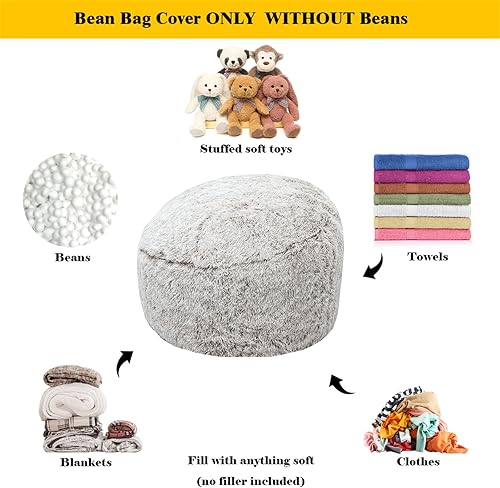Miniatura 54 de Funda para puf de almacenamiento, sin relleno, suave, lavable, de fibra de felpa, para adultos, muebles de sala de estar, funda de puf de piel Funda