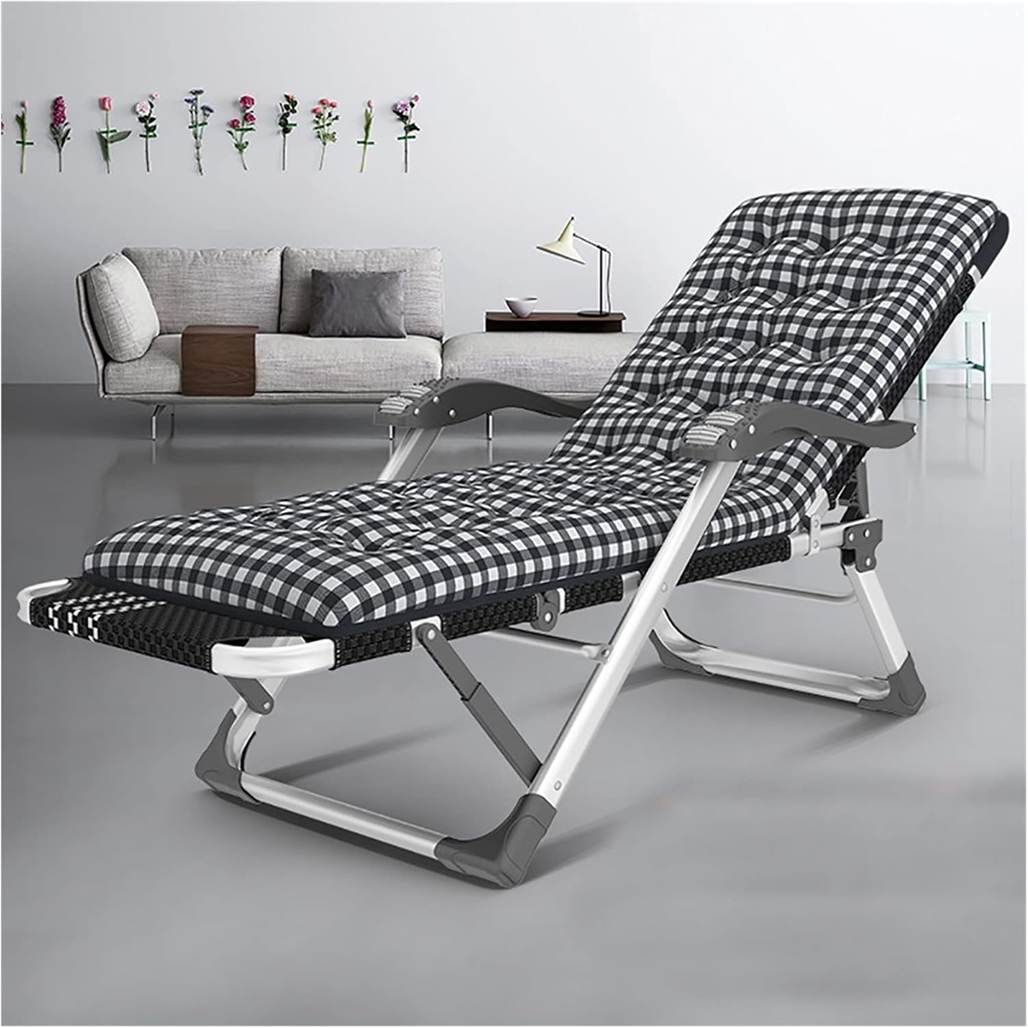 Lounge Chairs for Outside Sun Chair,Chair,Camping Chair,Adjustable Foldable Lounge Chair Recliner Lawn Sun Chairs,Reclining Patio Cushion Chairs Ergono(Black