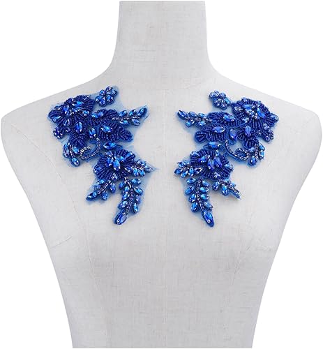 Miniatura 2 de Apliques de diamantes de imitación hechos a mano para coser en parche de encaje de flores de cristal, accesorios de pares multicolor para bricolaje,