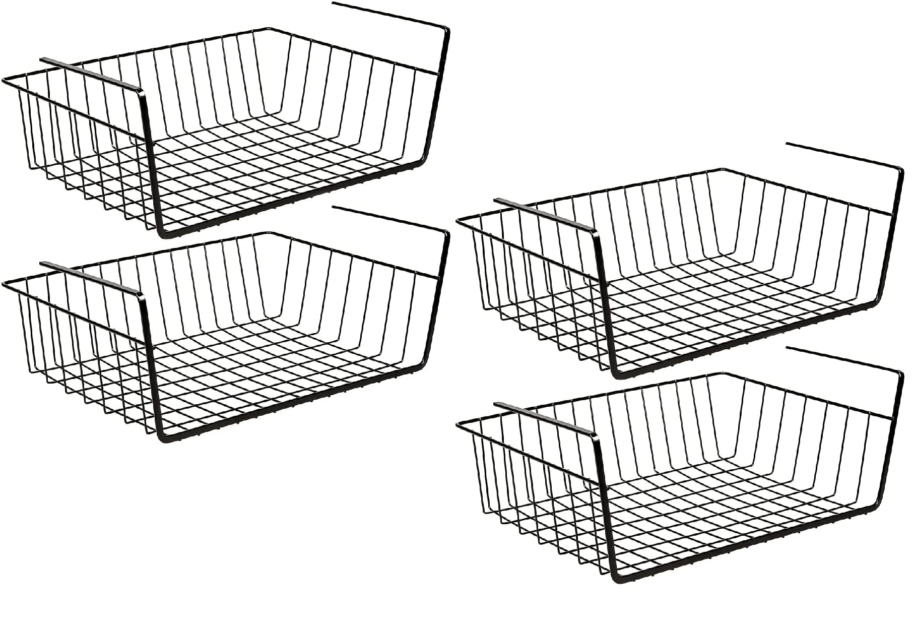Greenfields Metal Under Shelf Storage Basket - Hanging Metal Wire Storage for Kitchen Organisation, Pantry, Office Use, Crafts, Bathroom or Cabinet - Stackable Design (4)