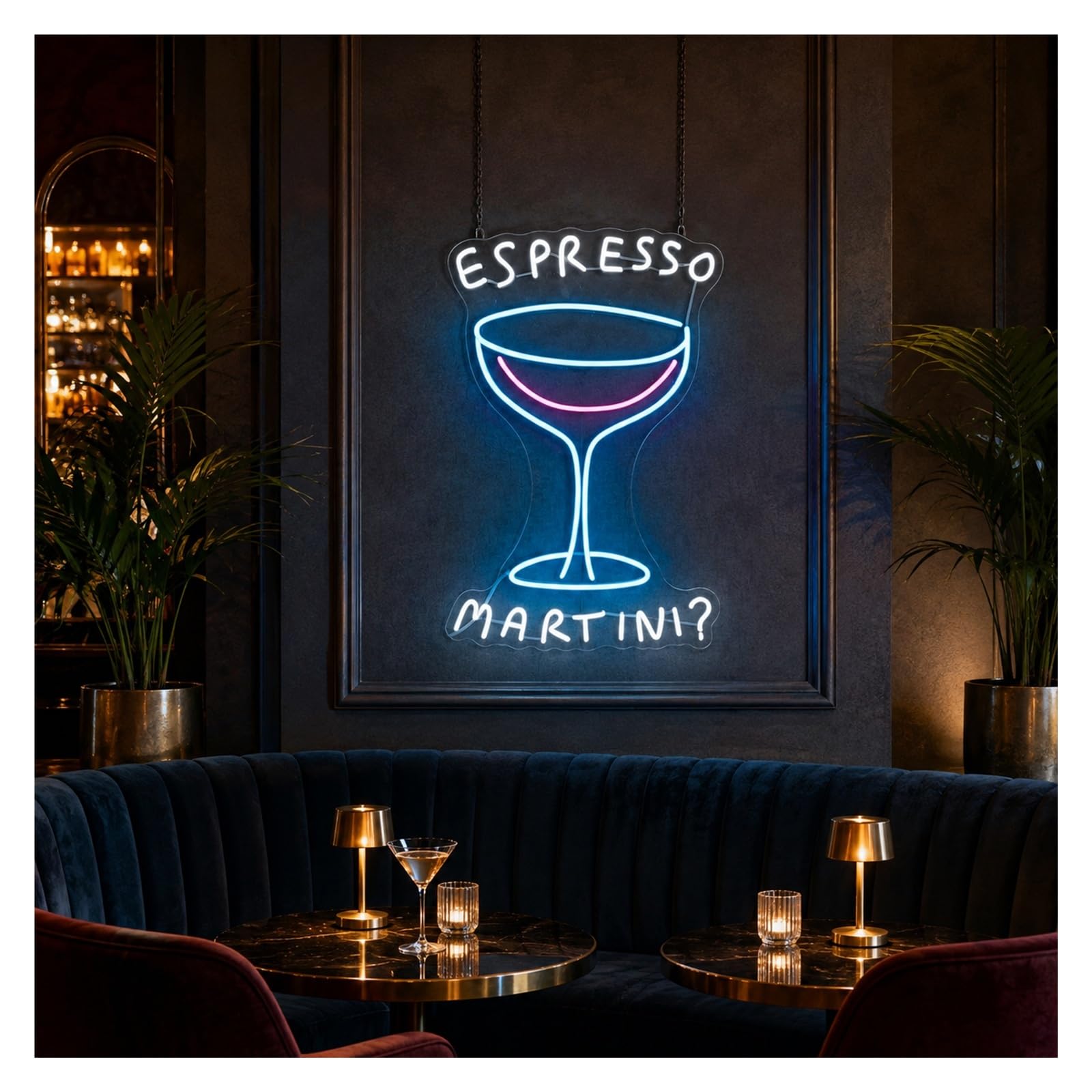 Insegna al Neon Insegna Al Neon In Vetro Espresso Martini | Decorazione Da Parete Per Cucina Da Cocktail Bar Club 53cm