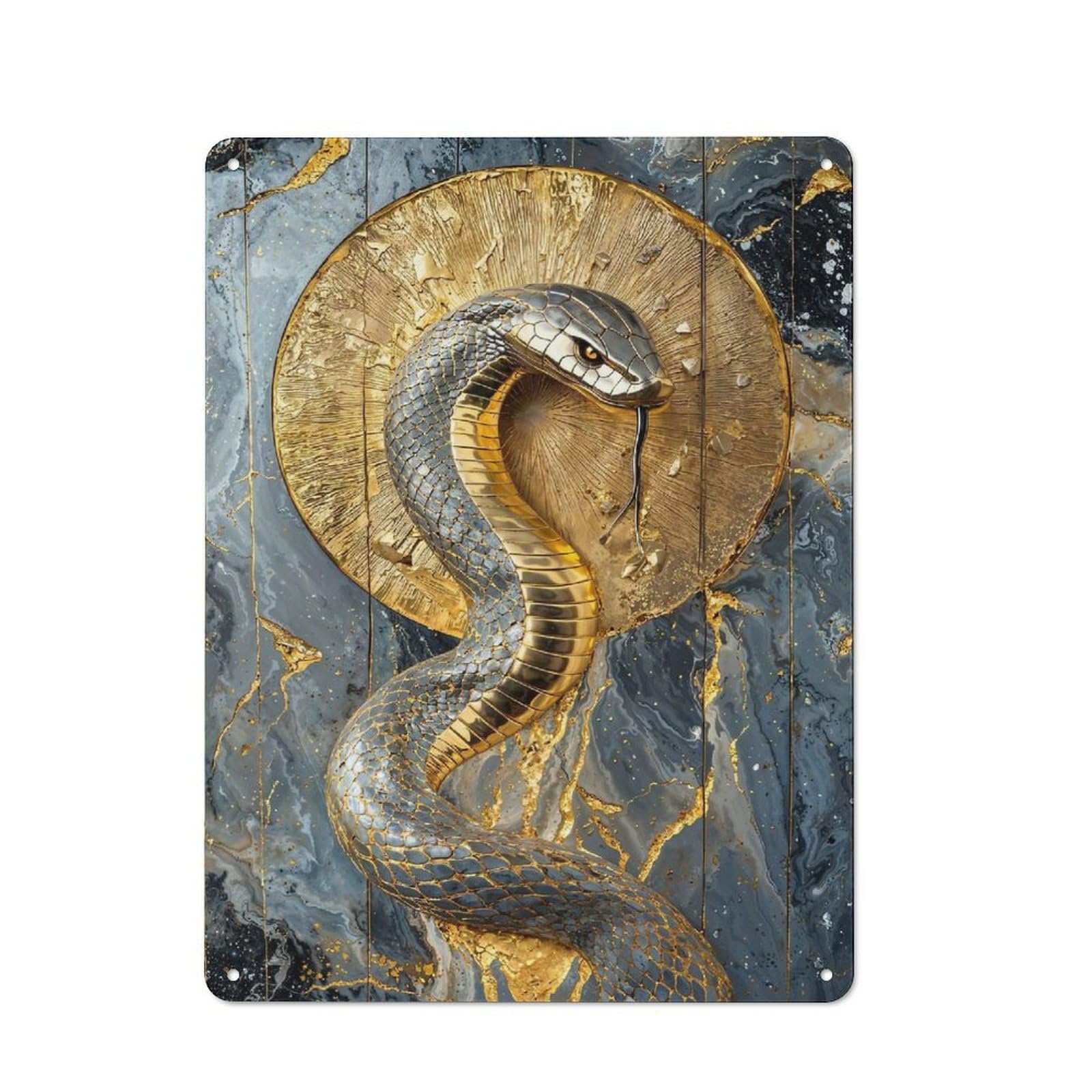 Radiant Cobra of The Sunburst Metal Wall Plaque, Easy to Hang Plaque for Garage, Shed, Workshop Or Hobby Room, 40x30cm