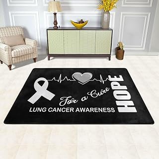 Hope for a Cure Lung Cancer Awareness Area Rug for Living Room Bedroom - Soft Non-Slip Low Pile Washable Floor Mat, Perfect for Kitchen, Dining Room, Nursery, Office