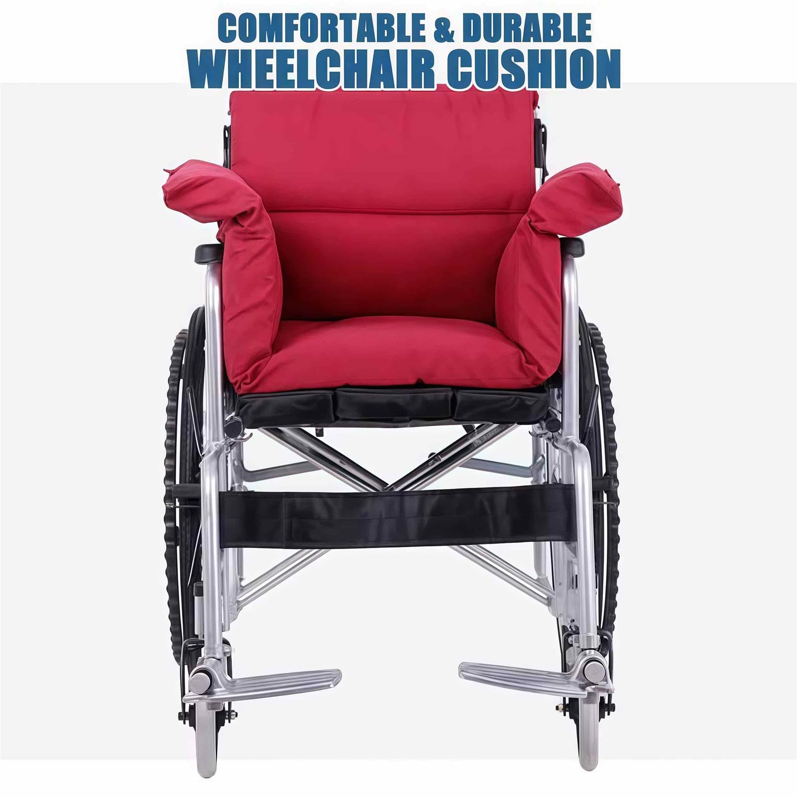 Cojines para silla de ruedas para aliviar la presión con fundas para reposabrazos, cómodo cojín de apoyo para la espalda para personas mayores