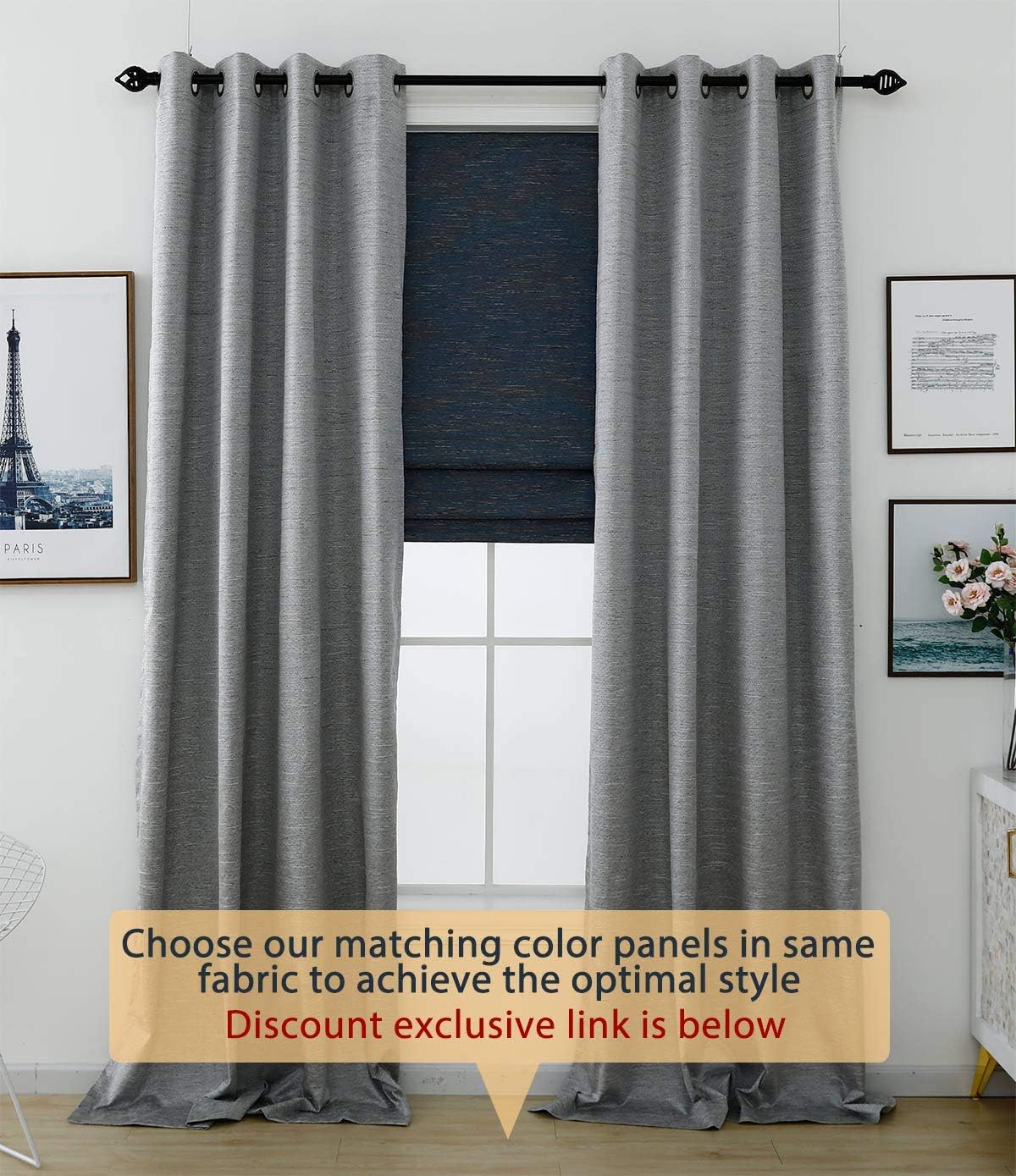 Bеѕt Cуbеr Dеаlѕ 🔥 Washable Darkening Cordless Roman Shades for Windows, Double Tone Color Jacquard Textured Woven Polyester Belmar Roman Blind for Living Room/Nursery/Bedroom 27 W × 64 L Indigo Blue