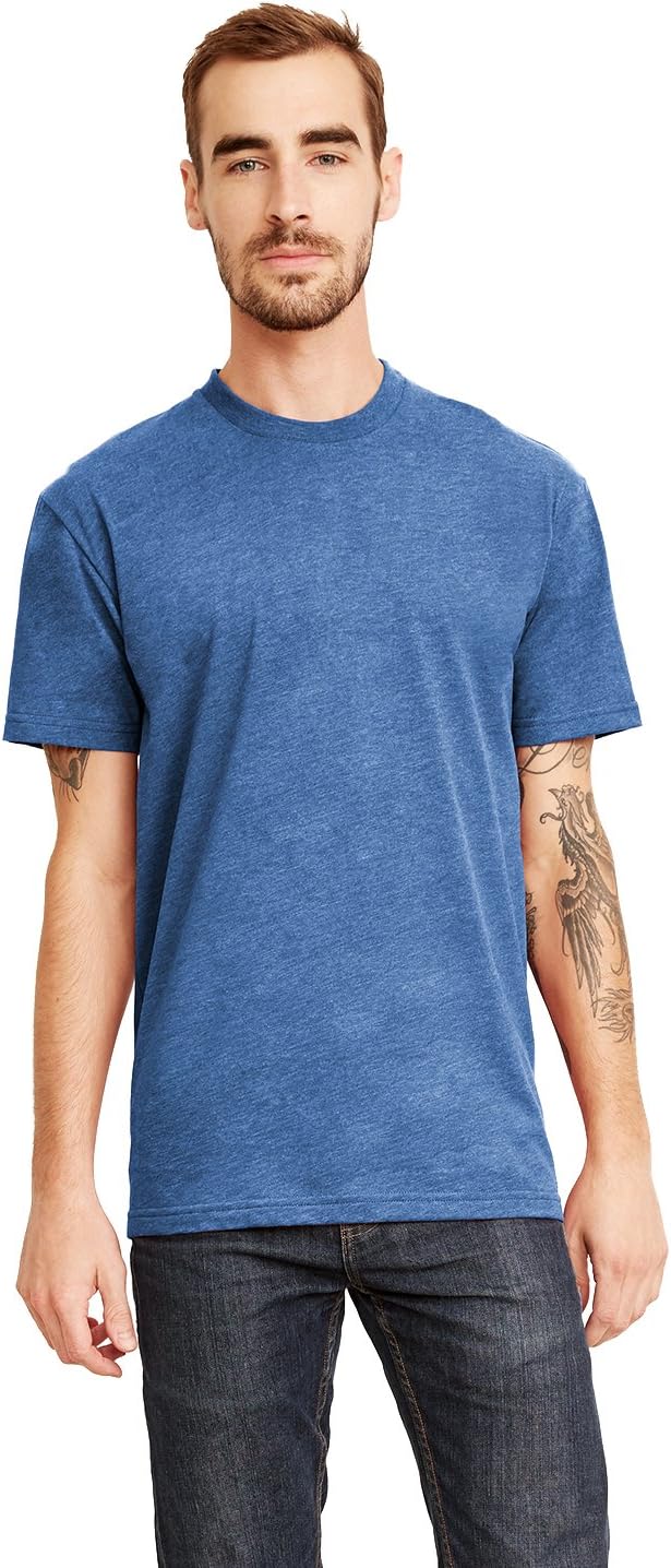 Next Level Men's Sueded Crew L HTHR COOL BLUE