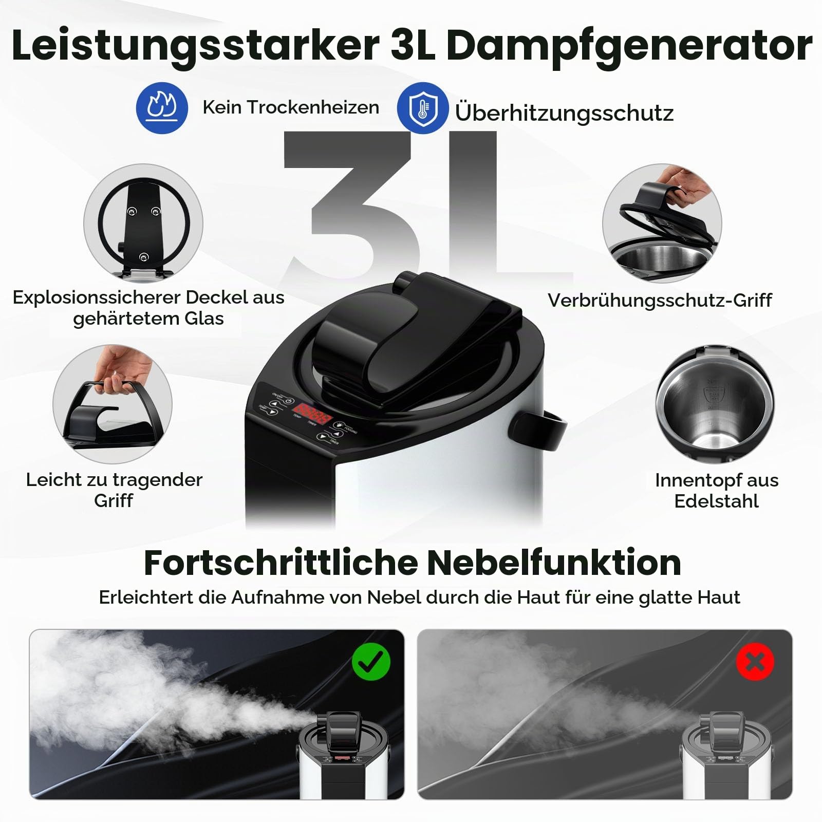 HOMASIS Dampfsauna tragbar, Heimsauna mit Dampfgenerator 3 Liter, Sauna für Zuhause mit Fernbedienung, 9 Temperaturstufen & 9 Timer, Mobiles Saunazelt mit Klappstuhl & Fußmassagegerät (Braun)