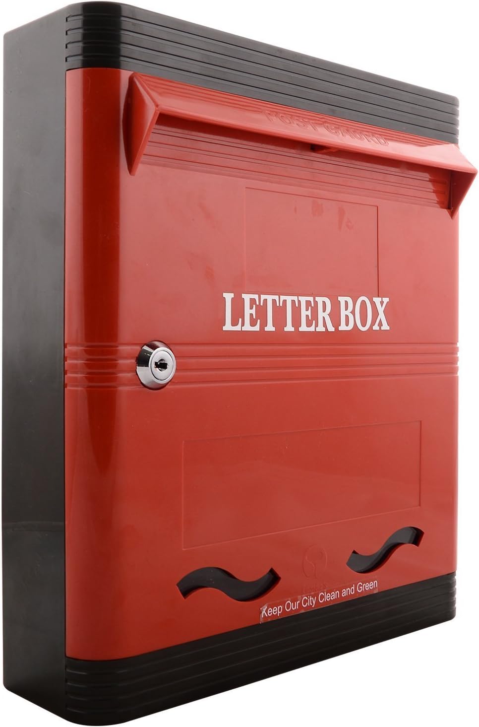 Lamba's Letter Box Wall Mounted Plastic Body in Red and Black Color -PG04RB