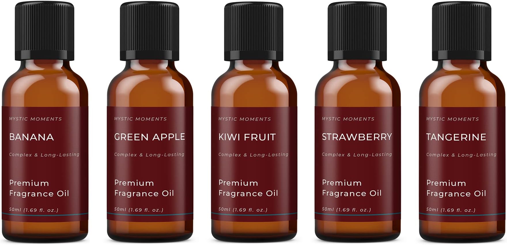 Mystic Moments | Fruit Salad Fragrant Oil Gift Starter Pack 5x50ml | 5 Sweet Fruity Fragrance Oils – Strawberry, Green Apple, Banana, Kiwi Fruit & Tangerine | Fun Fresh Home Fragrance