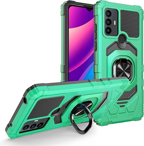 Funda para teléfono TCL 30 SE, TCL 30 SE 2022 con protector de pantalla, soporte de anillo para montaje magnético de automóvil de grado militar,