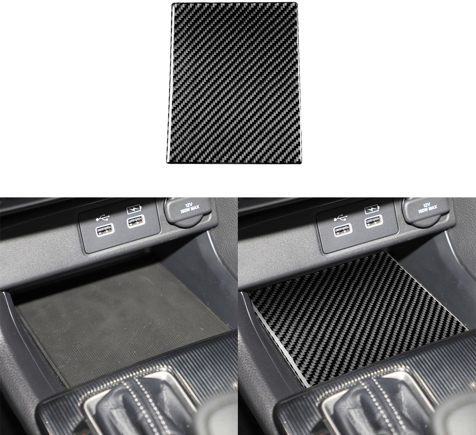 Real Carbon Fiber Interior Accessories Sticker Compatible with Honda 11th Gen Civic 2022 2023 2024 2025 Sport/Si/LX/Type R Sedan Hatchback Car Center Storage Box Mat Decal Decor Panel Black