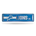 Rico Industries NFL Detroit Lions Home Dcor Metal Street Sign (4 x 15) - Great for Home, Office, Bedroom, & Man Cave - Made,Silver