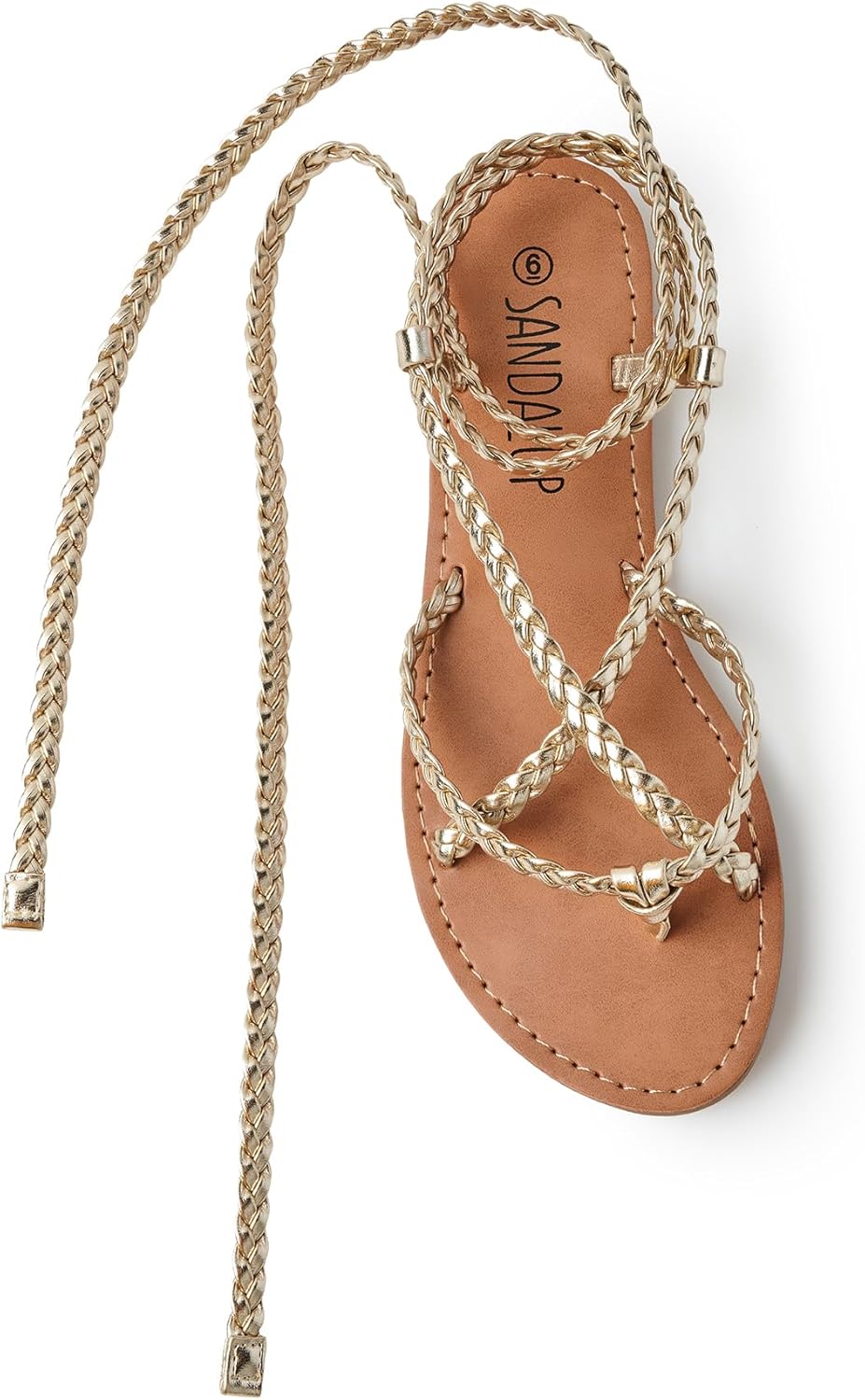 Trary Womens Woven Braided Lace Up Flat Sandals Strappy Gladiator Open Toe Tie Up Ankle Wrap Summer Cute Flats Comfortable Casual Beach Vacation Dressy Walking Shoes