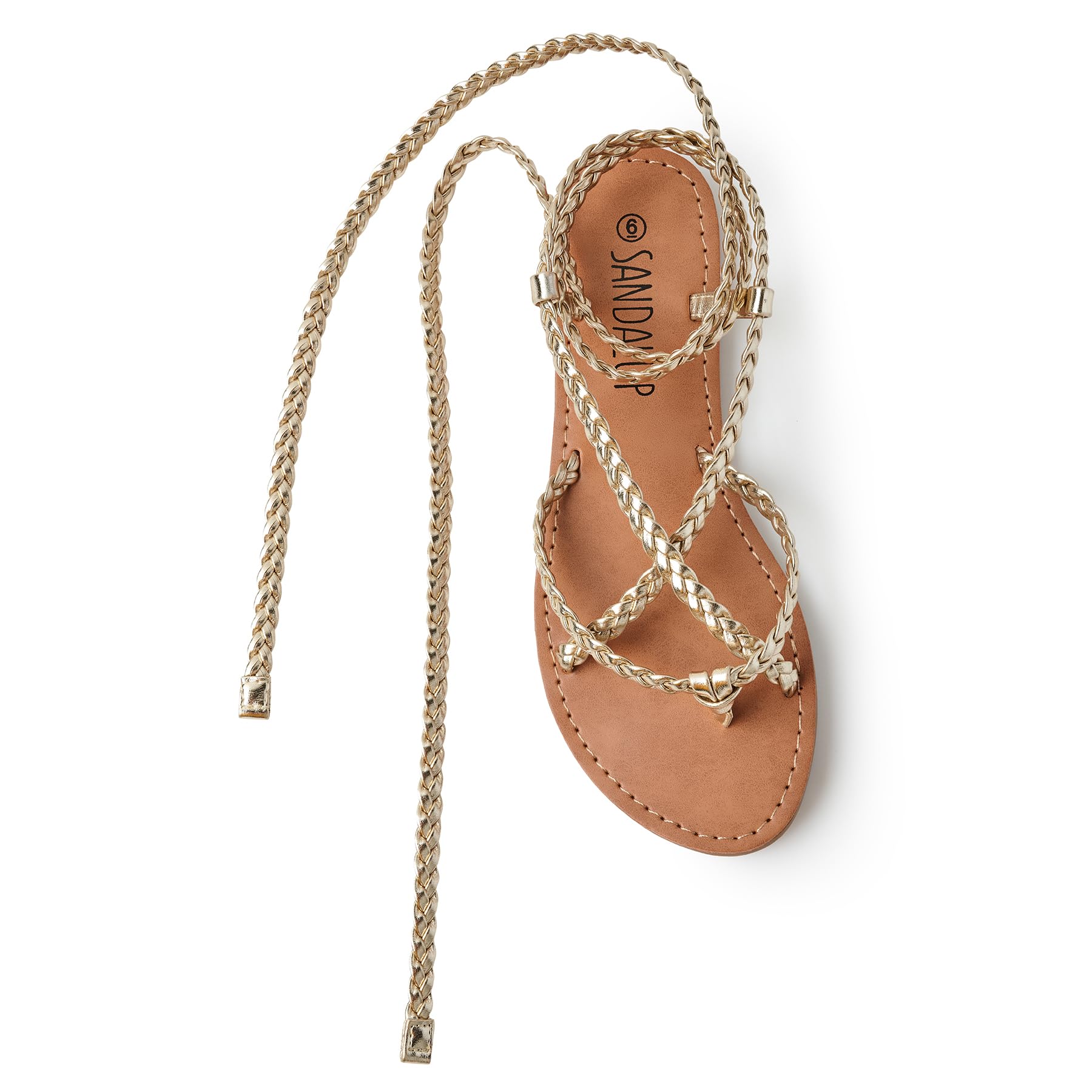 Trary Womens Woven Braided Lace Up Flat Sandals Strappy Gladiator Open Toe Tie Up Ankle Wrap Summer Cute Flats Comfortable Casual Beach Vacation Dressy Walking Shoes