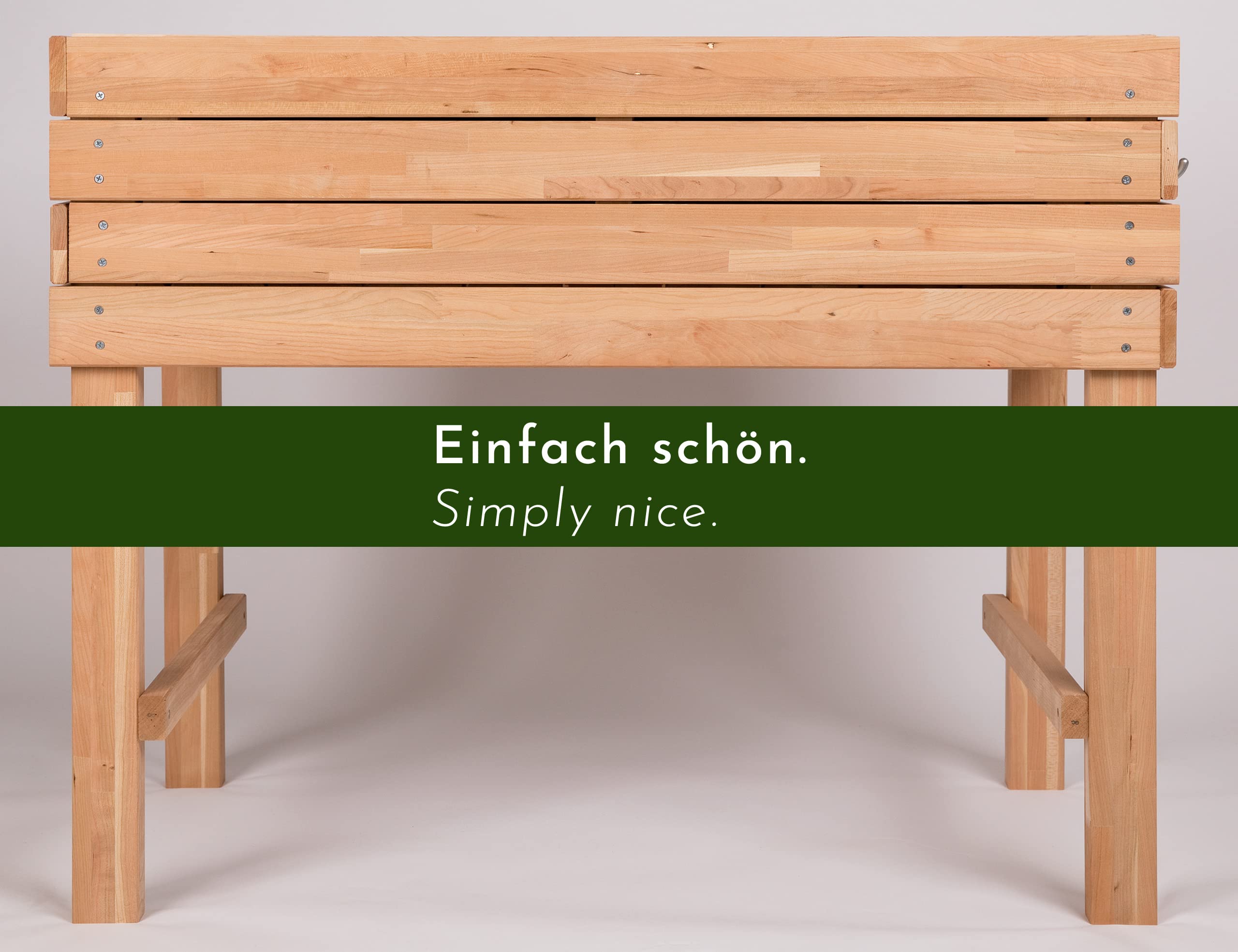 Huerto Urbano, Jardinera elevada de Madera de Cerezo para jardín, balcón o terraza, Kit de Maceta XL Rectangular lámina Interior, para Hierbas aromáticas, marrón