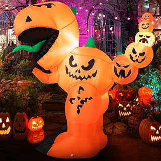 GOOSH 6FT Halloween Inflatables Dinosaur Outdoor Decorations Pumpkin Halloween Blow Up Yard Decorations with LED Lights for Halloween Party Yard Garden Lawn
