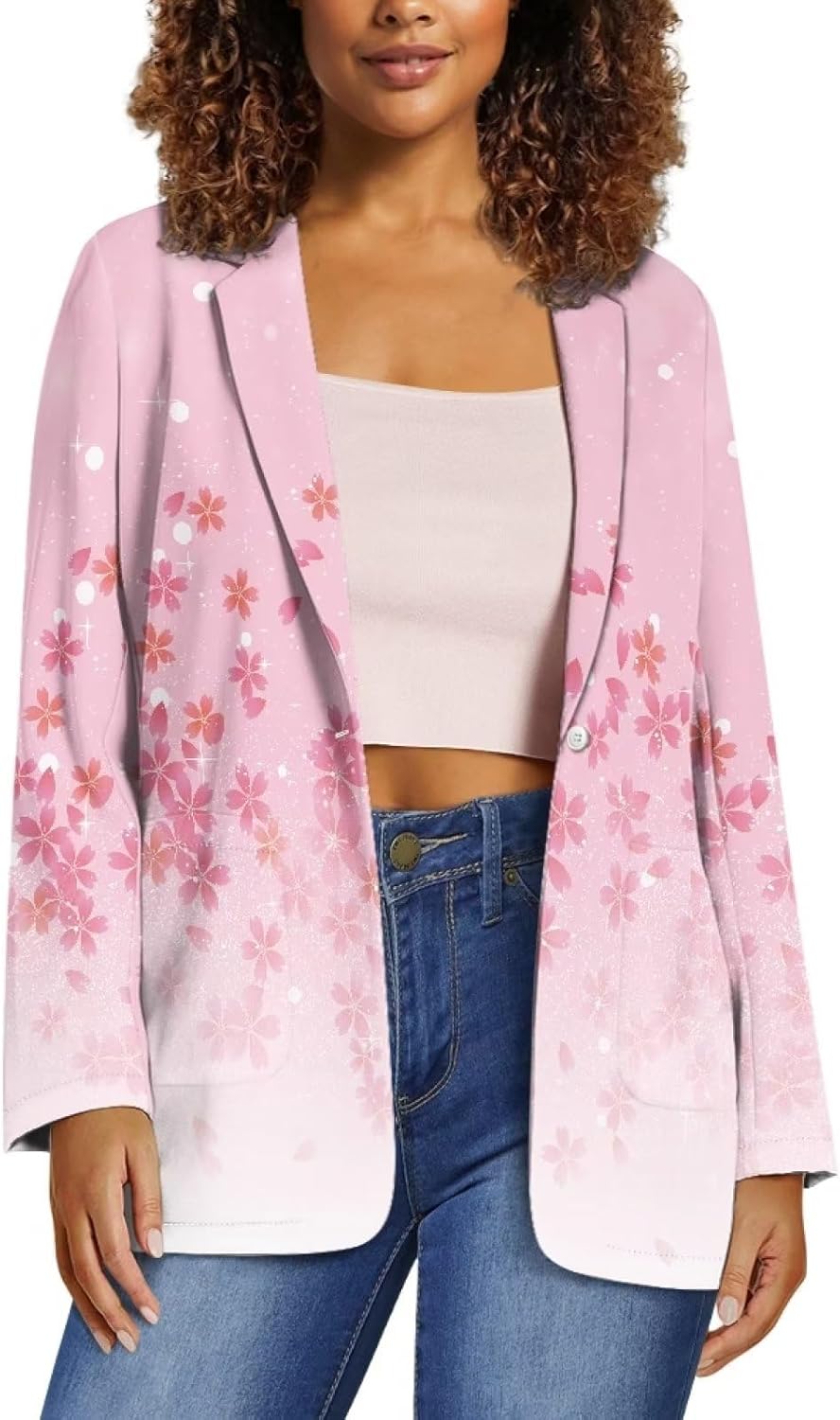 Flashideas Business Casual Women Long Sleeve Open Front Buttons Work Office Lapel Blazers