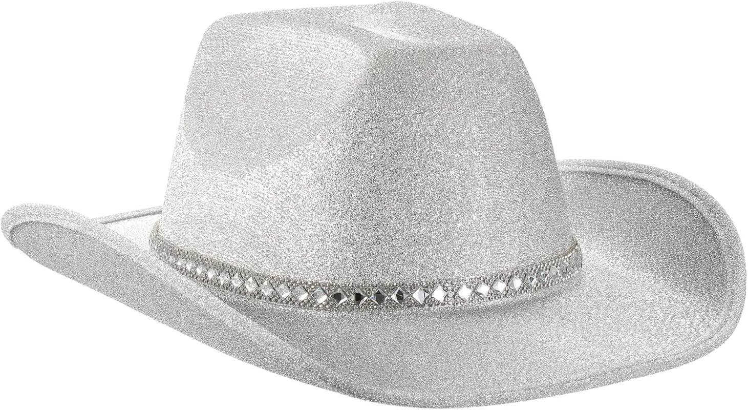 MBMSHEGH Cowgirl Hat Cowboy Hats for Women Fluffy Feather Brim Cowboy Hat for Bachelorette,Cosplay Fancy Dress Dress-up Party