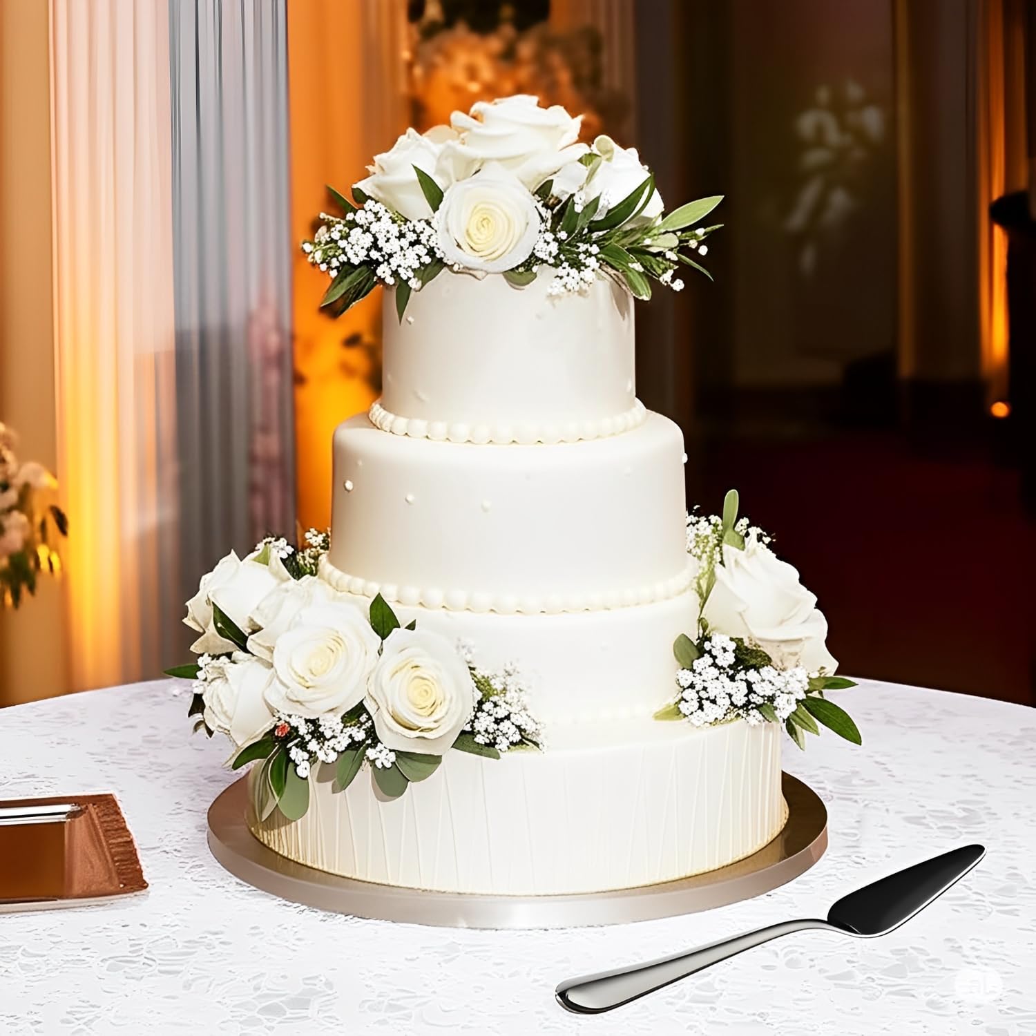 Stainless Steel Cake Knife & Server Set - Gift Box -6