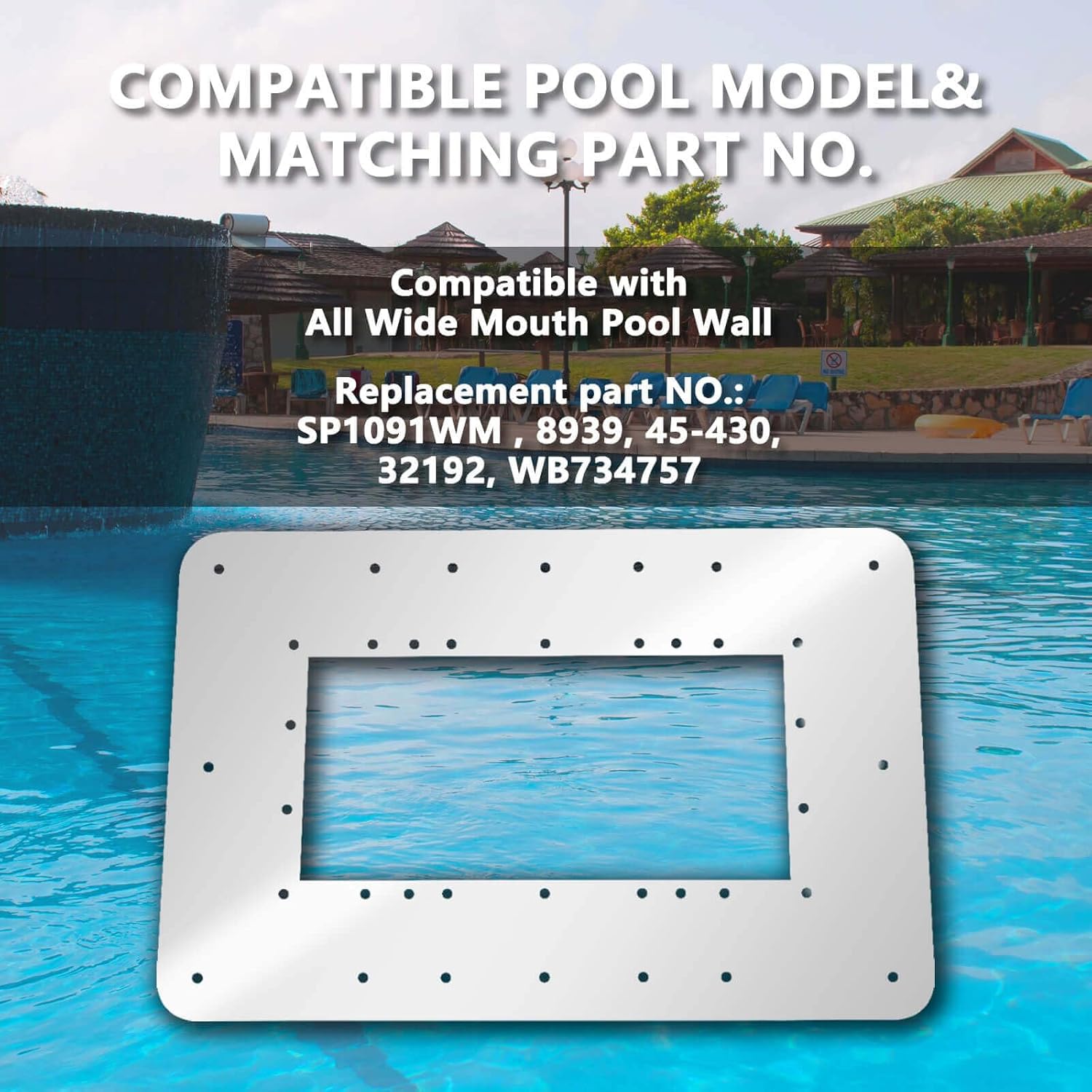 18 7/9 X 12 2/7 in Wide Mouth Above Ground Pool Skimmer Wall Repair Panel, Water Return Repair Kit, Repair Rusted Pool Wall, Replace SP1091WM Dyna-Skim and Hydrotools 8939 Skimmers