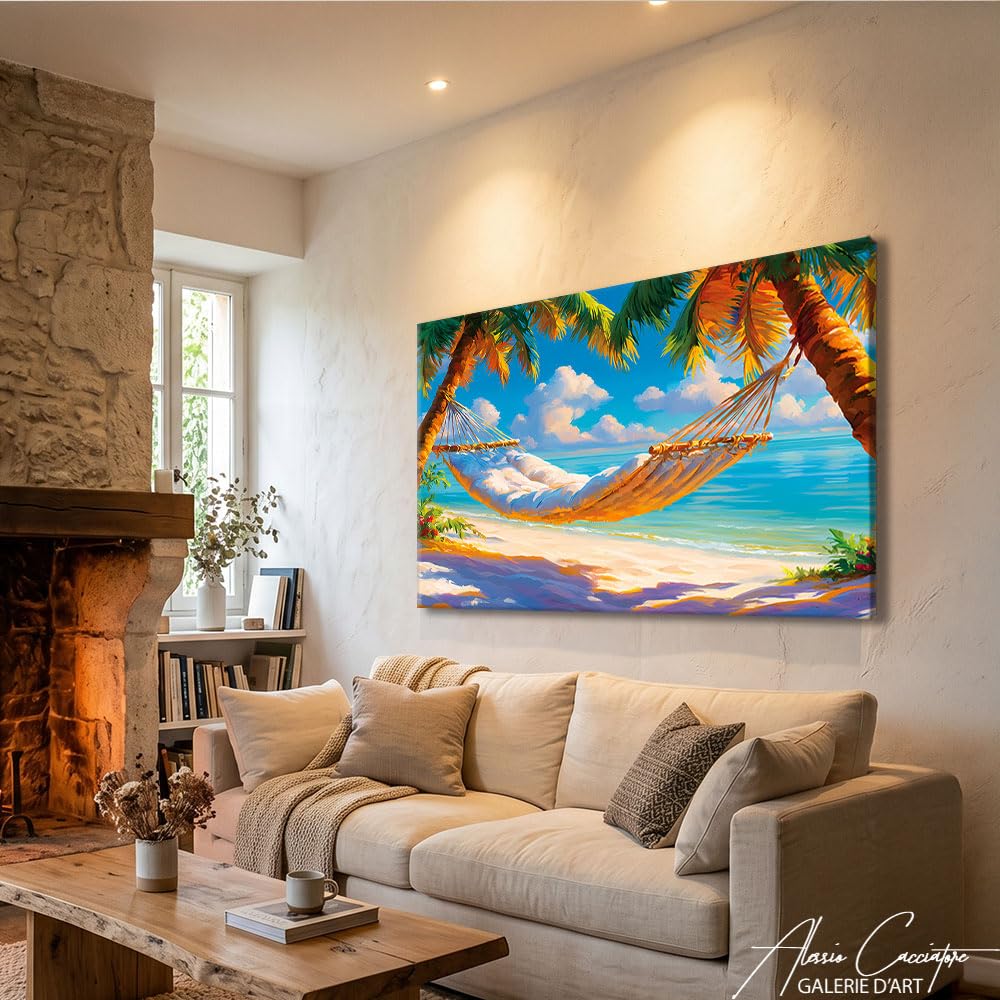 Alessio Cacciatore Quadro da spiaggia Paradisiaco – Poster decorativo da parete sul mare – Stampa su tela paesaggio natura – Quadro paesaggio mare tropicale – Decorazione da parete oceano, 40 x 30 cm