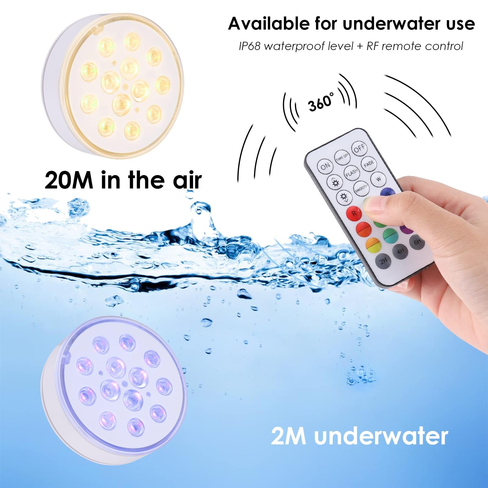 2 Pezzi Ricaricabile LED Sommergibili Luci Con Telecomando 13 LED Luci Piscina Impermeabile Luci Subacquee 16 Colori Luce LED Sommergibili Luce Piscina RGB IP68 Impermeabilità Adatta per Giardino Vas