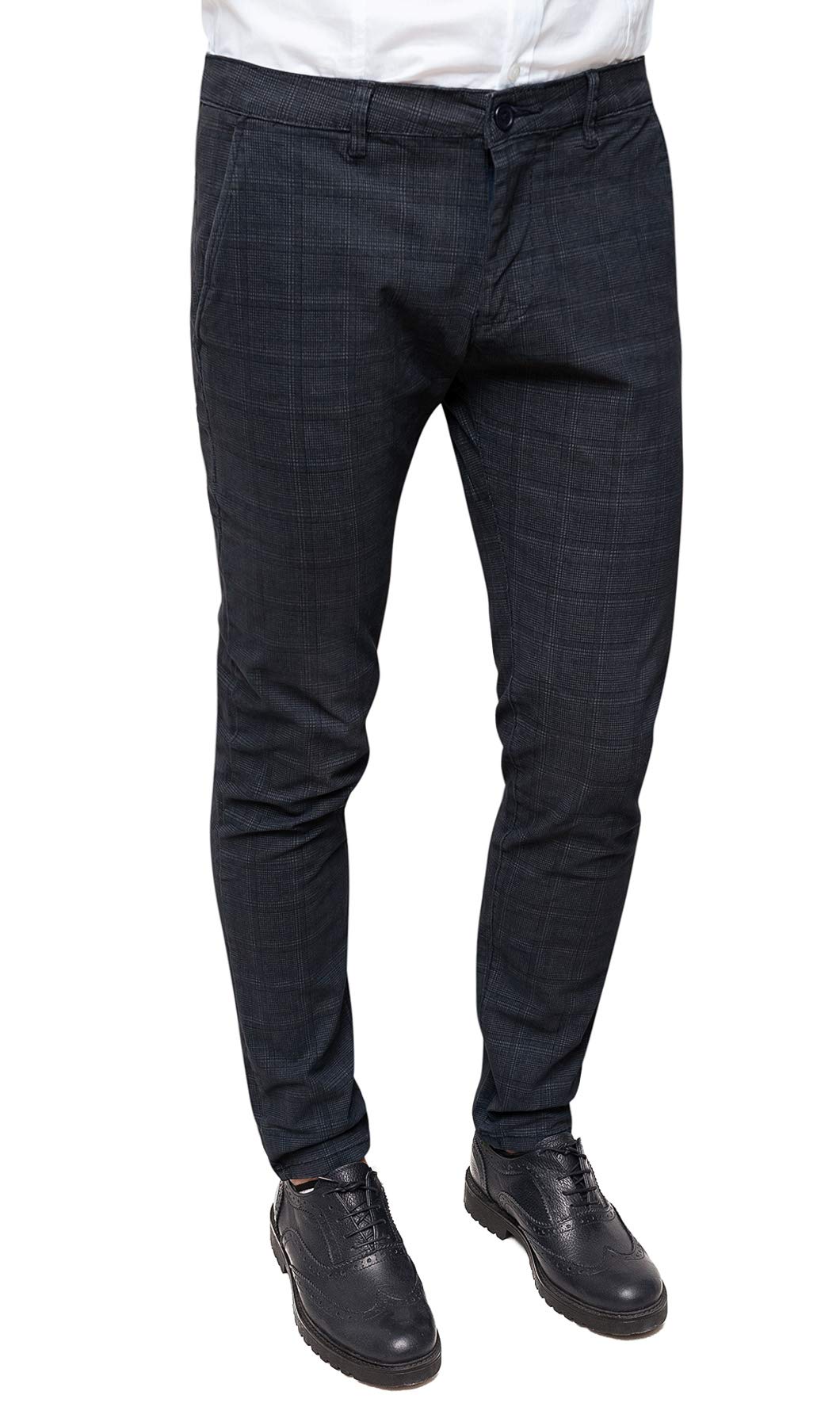 Pantaloni Uomo Casual Eleganti Slim Fit Quadri Principe di Galles