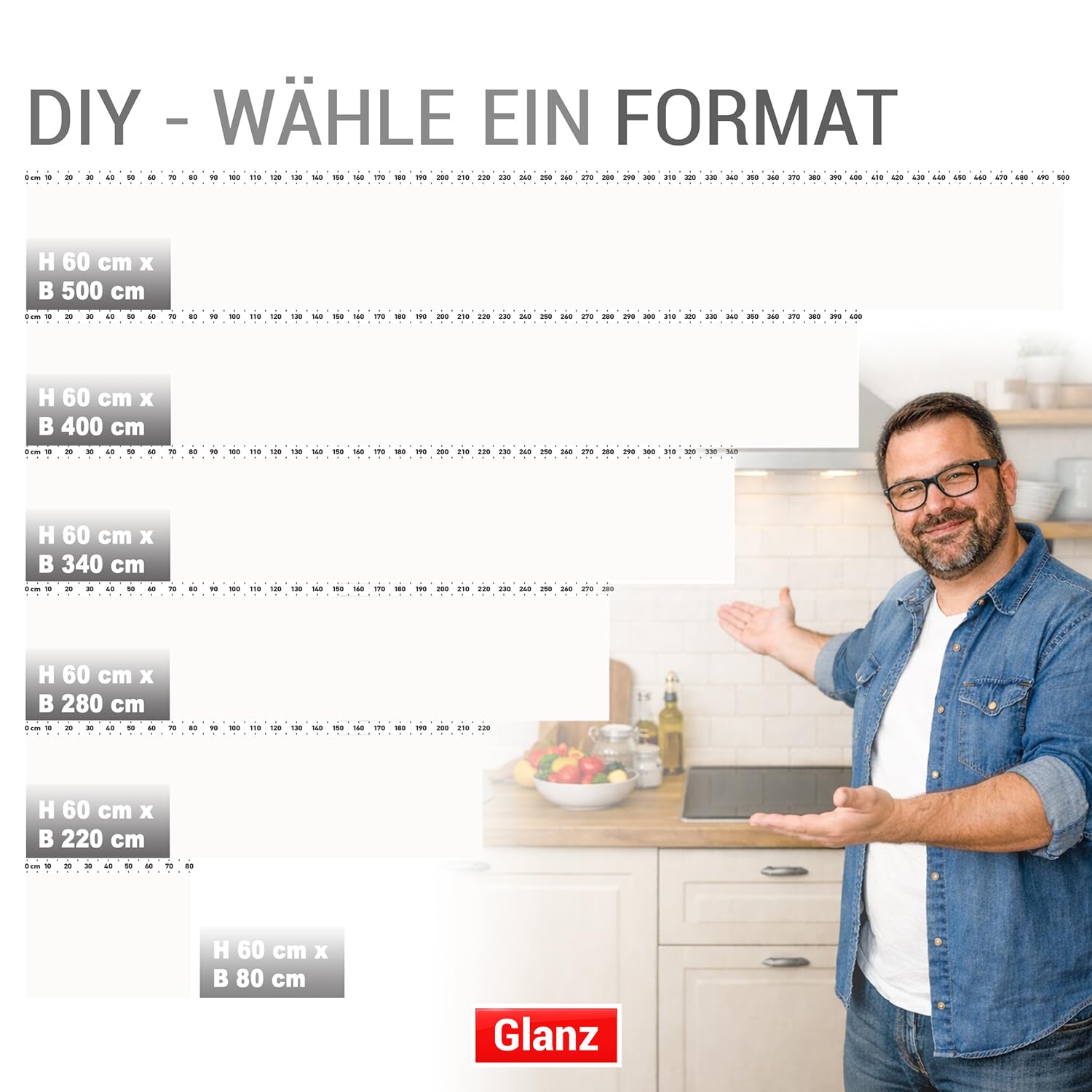 StickerProfis Küchenrückwand selbstklebend Pure White (Premium) 60 x 500cm