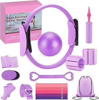 Pilates Kit for Home Workouts – Pilates Equipment Set with Ring, Ball, Resistance Bands, Pilates Accessories, Pilates Essentials Kit for Women, Pilates Sets for Home Exercise