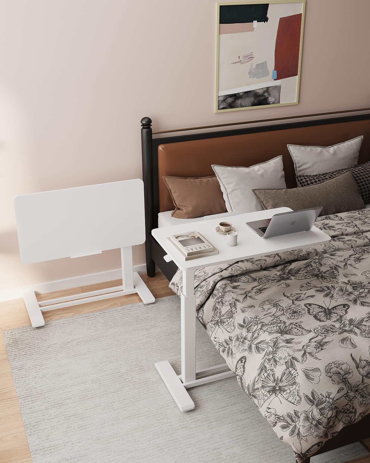 FLEXISPOT H7 PRO Mobile Standing Desk Adjustable Overbed Table Pneumatic with Wheels 90 Tiltable Portable Laptop Desk Rolling — view 3