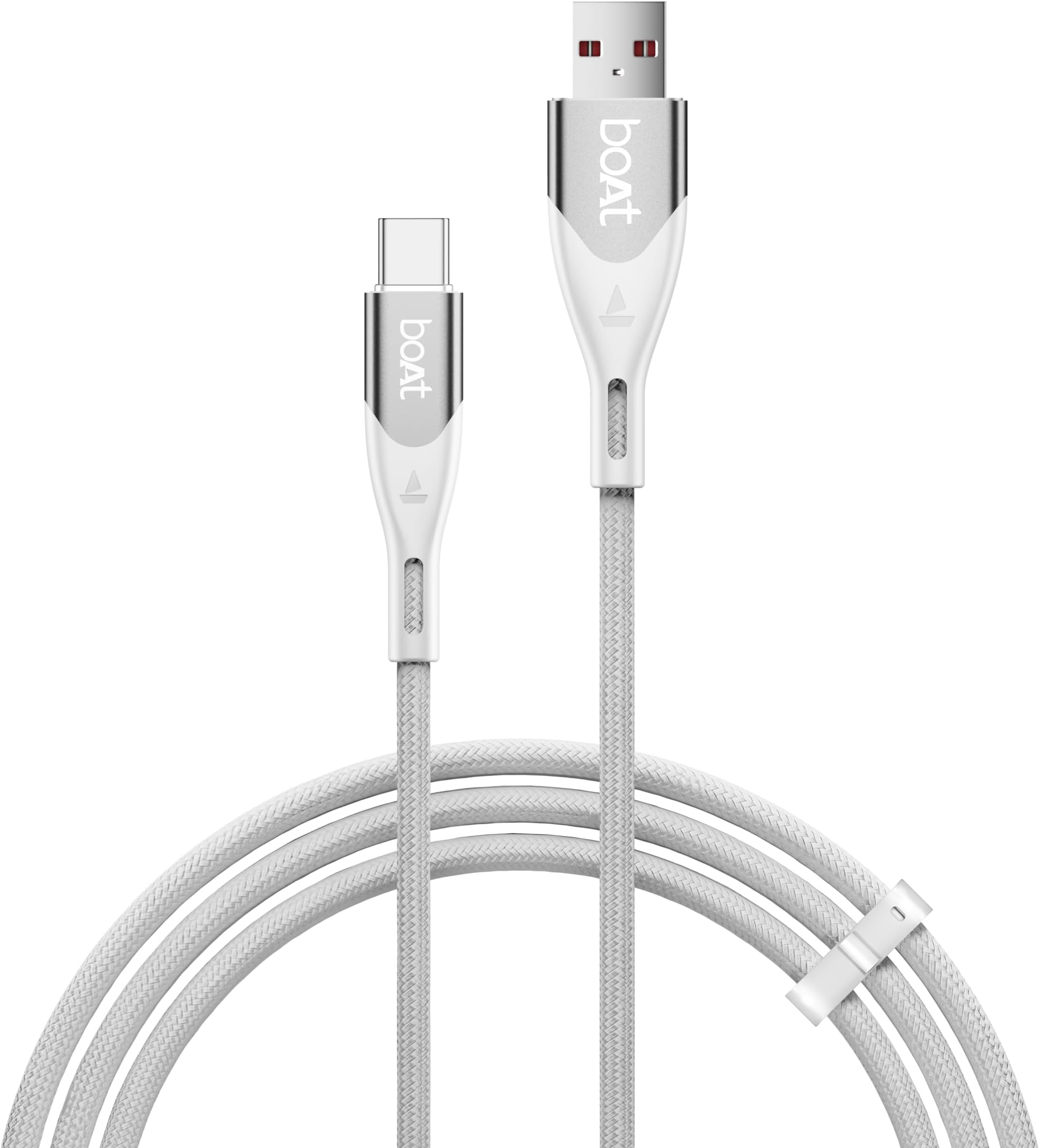 boAt Type A to C 65W Fast Charging Cable with 480 Mbps Data Transfer, Tangle-Free Cable in Premium Nylon Braided Design & Durable Aluminium Alloy Shell (Arctic White)