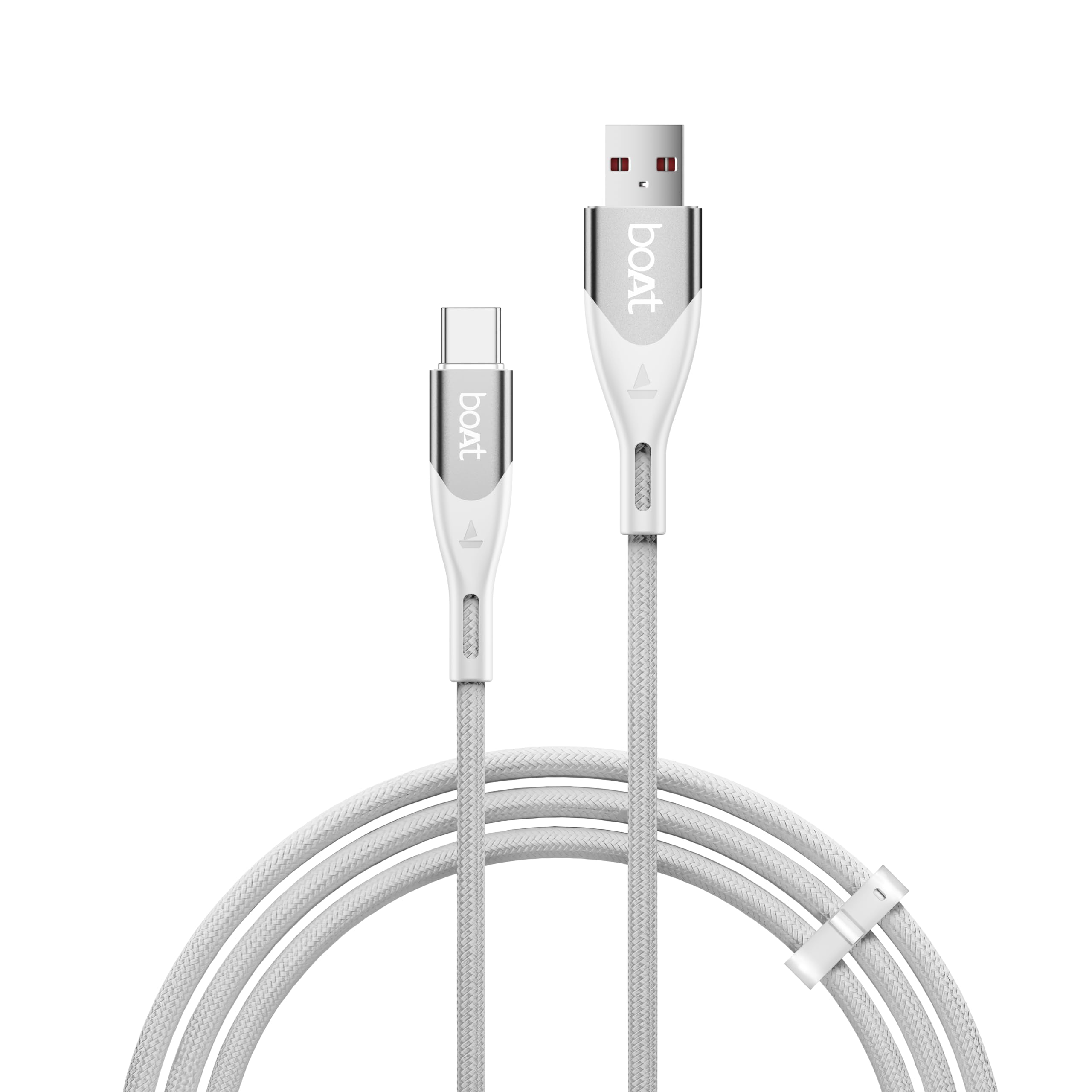 boAt Type A to C 65W Fast Charging Cable with 480 Mbps Data Transfer, Tangle-Free Cable in Premium Nylon Braided Design & Durable Aluminium Alloy Shell (Arctic White)