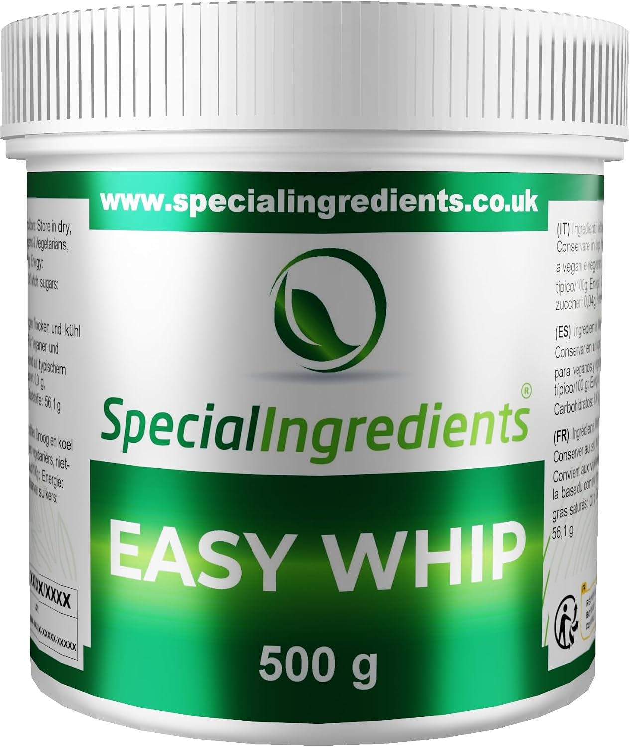 Easy Whip   500g - Easily Create Mousses, Meringues Or Foams Out of Virtually Any Liquid. Suitable for Vegans, Non-GMO, Gluten Free - Recyclable Container