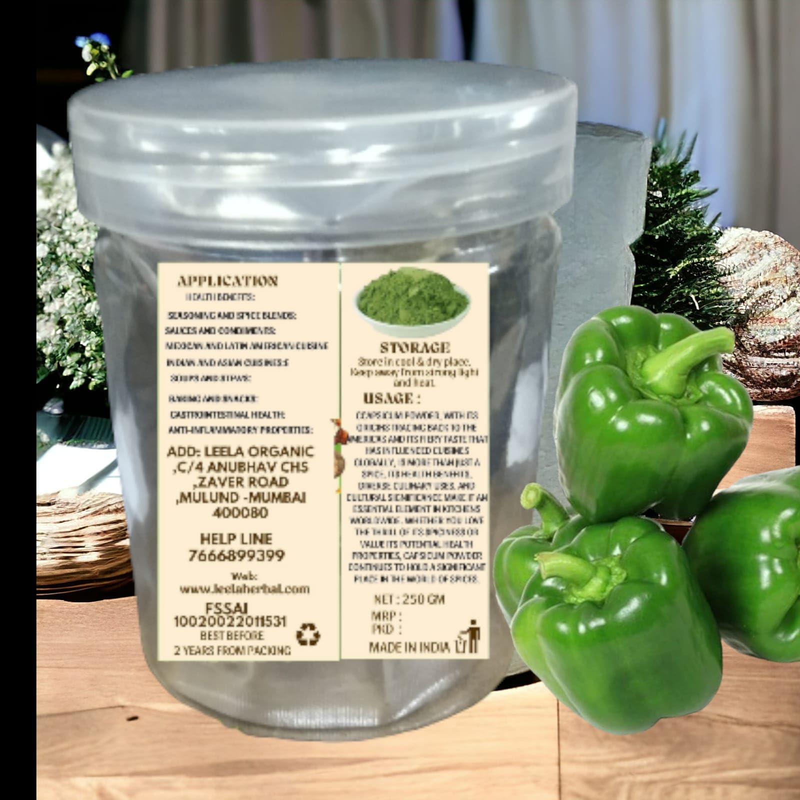 Leela Organic Leela Natural Dried Capsicum Green/Shimla Mirch Powder 250Gm|Premium Food Natural Powder|Exploring Capsicum Powder Red Chilli: Origin, Health Benefits, Culinary Uses, And More 4