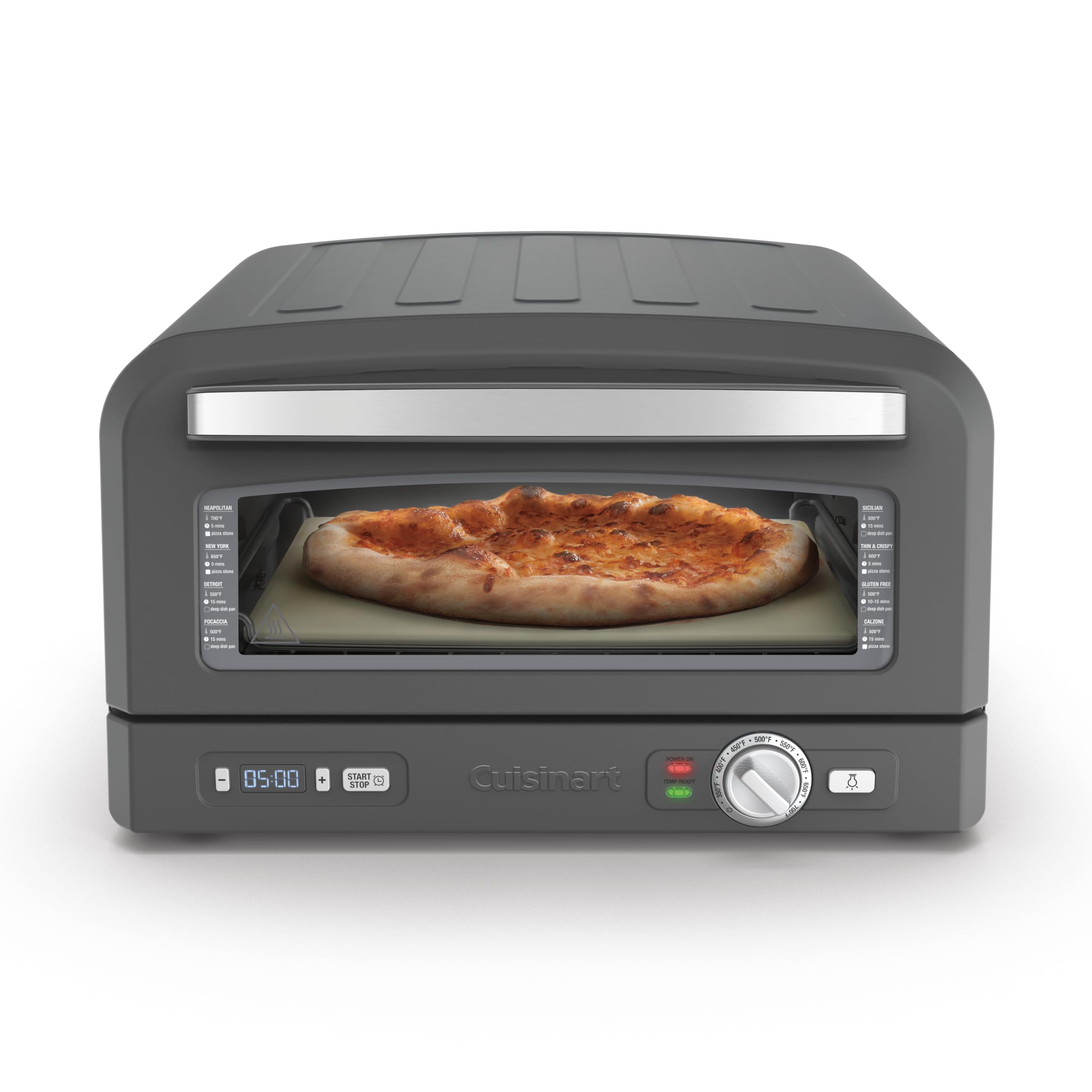 Cuisinart Indoor Pizza Oven – Bake 12” Pizzas in Minutes – Portable Countertop Pizza Oven – Matte Black Stainless Steel - CPZ-120MB (Renewed)