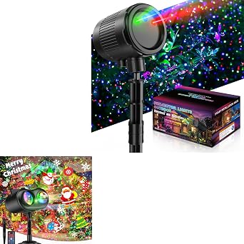 Halloween Projector Lights Outdoor, 3 Color Firefly Show with Remote Control, Christmas Projector Lights Outdoor, 20 Slides Pattern HD Effect Christmas Light Projector Outdoor