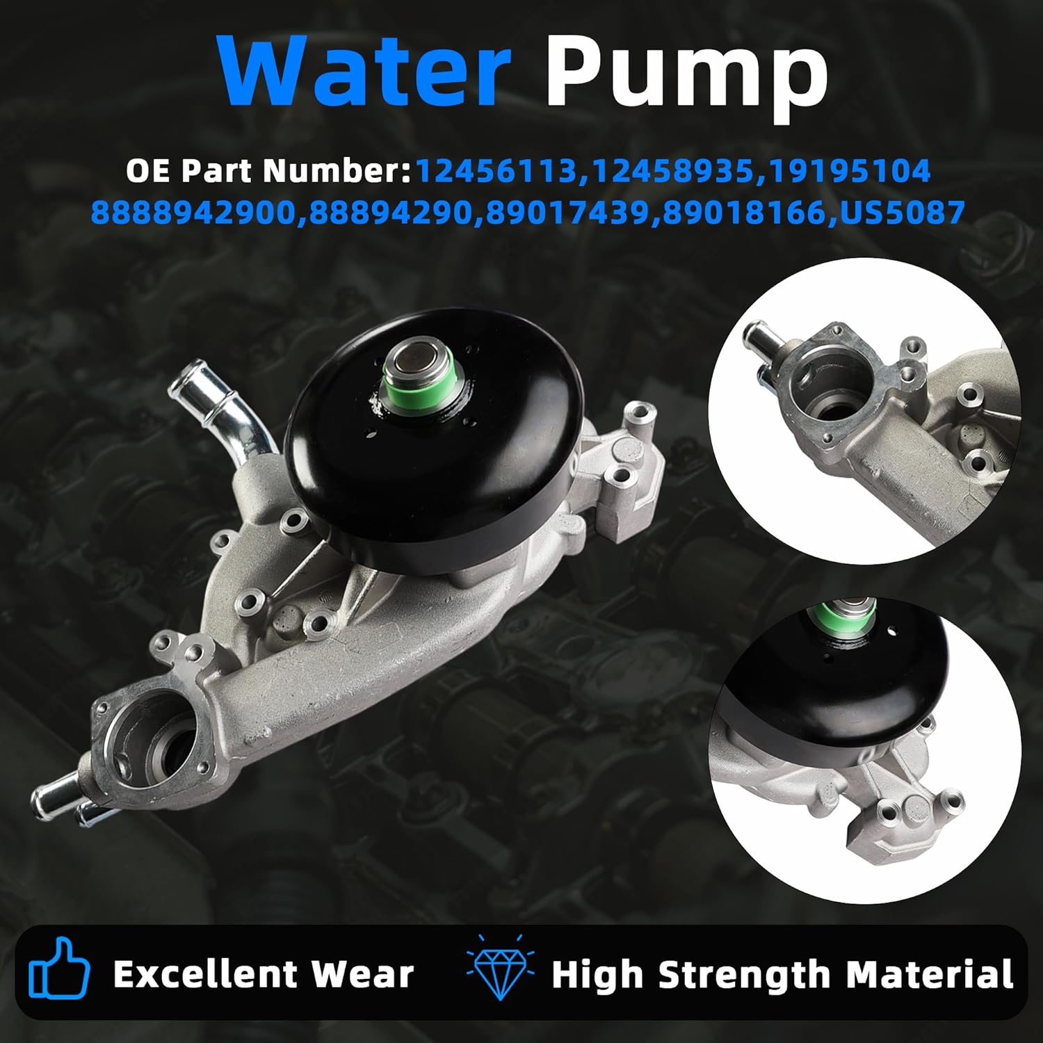 5.3 Cylinder Head Gasket Set Timing Chain Kit w/Water Pump Oil Pump Fit for Chevy Silverado for GMC Sierra for Cadillac Escalade V8 4.8L 5.3L 6.0L 1997-2007 M295 12456113 HS26191PT 12563964 12586665