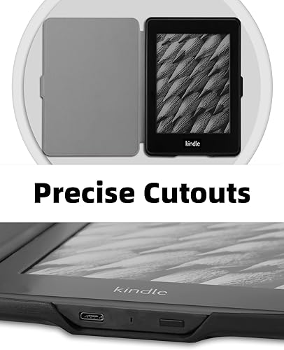 Miniatura 5 de Funda de piel ligera de cubierta blanca para Walnew Kindle de Tienda, cubierta fina protectora inteligente premium para Kindle Paperwhite con auto