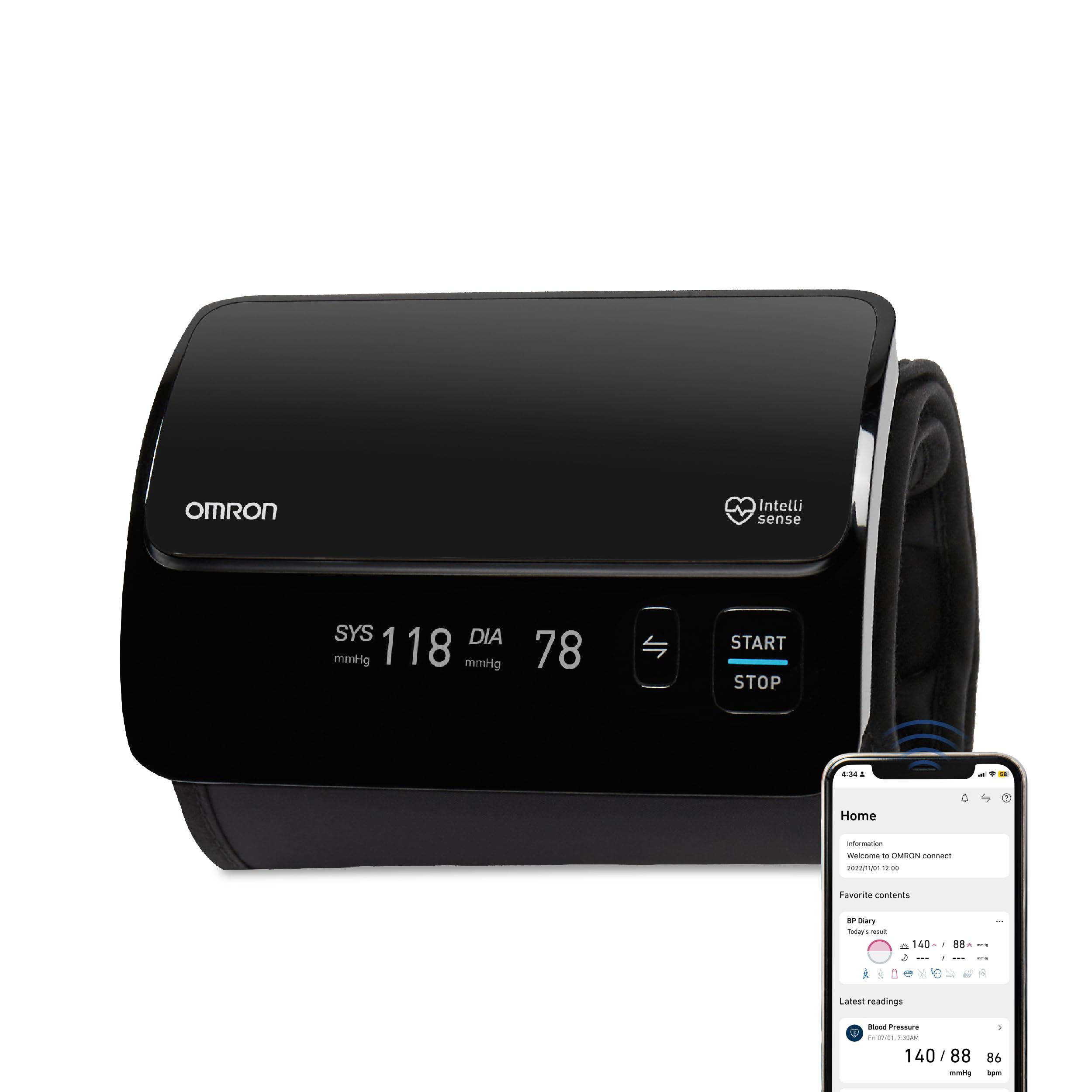 Omron Smart Elite+ HEM 7600T Tubeless 360° Accurate Digital Blood Pressure Monitor With Intellisense Technology & Intelli Wra