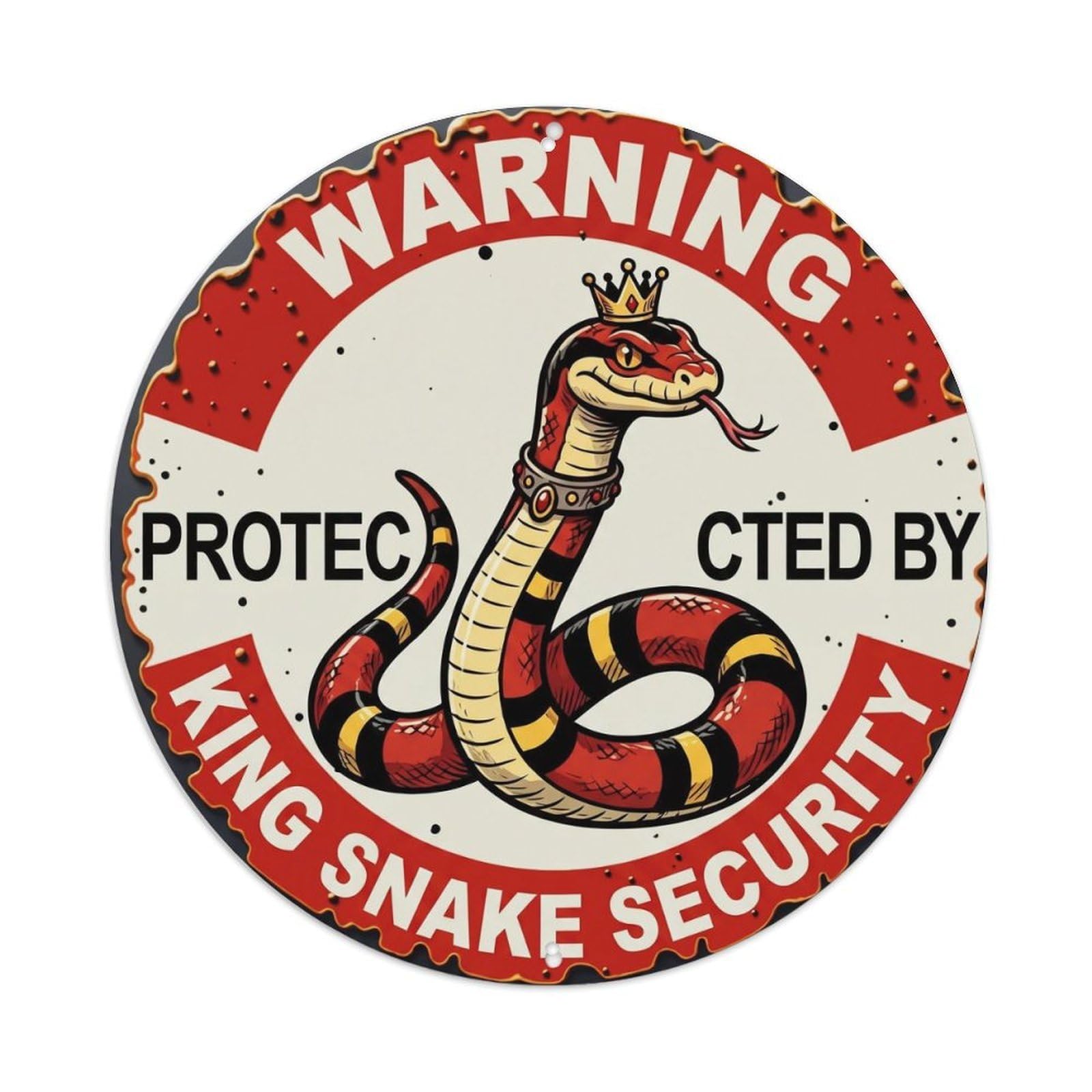 Tgrcjimh Style Metal Tin Sign Warning Protected By King Snake Security Vintage