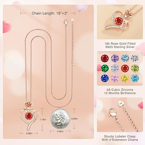 Miniatura 4 de Collar para mujer, regalos para esposa, novia, aniversario de boda, collares de regalo para mujeres, cumpleaños, oro rosa de 18 quilates, regalo de