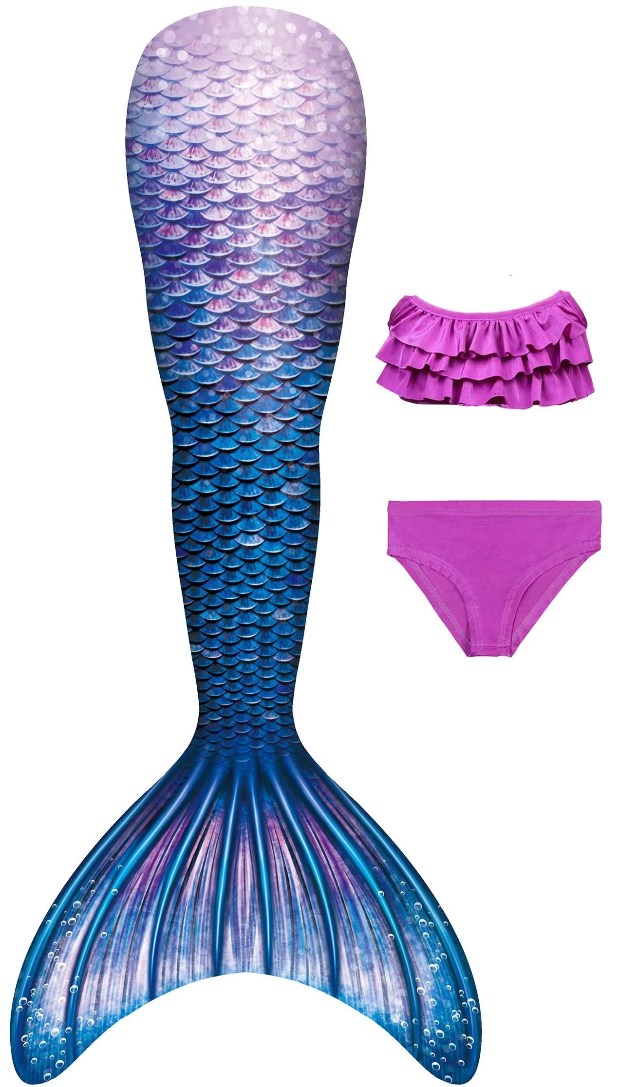 NAITOKE Niñas Cola de Sirena con Bikini para Fiesta de Natación Cosplay,Sin monoaleta