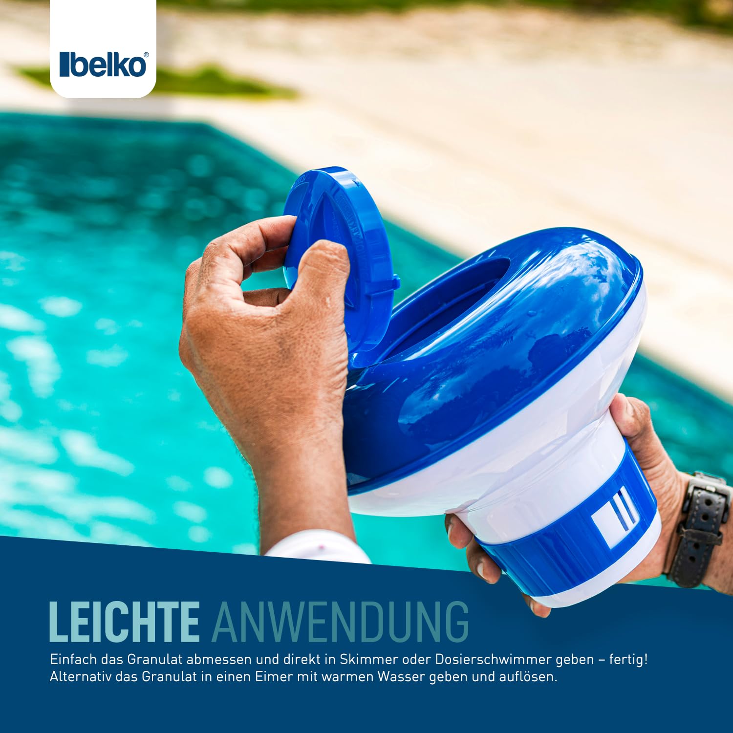 Belko® Chlorgranulat für Pool 5kg, schnelllöslich zur Schnellen Anhebung des Chlorgehaltes, Sichere und schnelle Desinfektion - für Pools, Aufstellpools, Whirlpools, Planschbecken