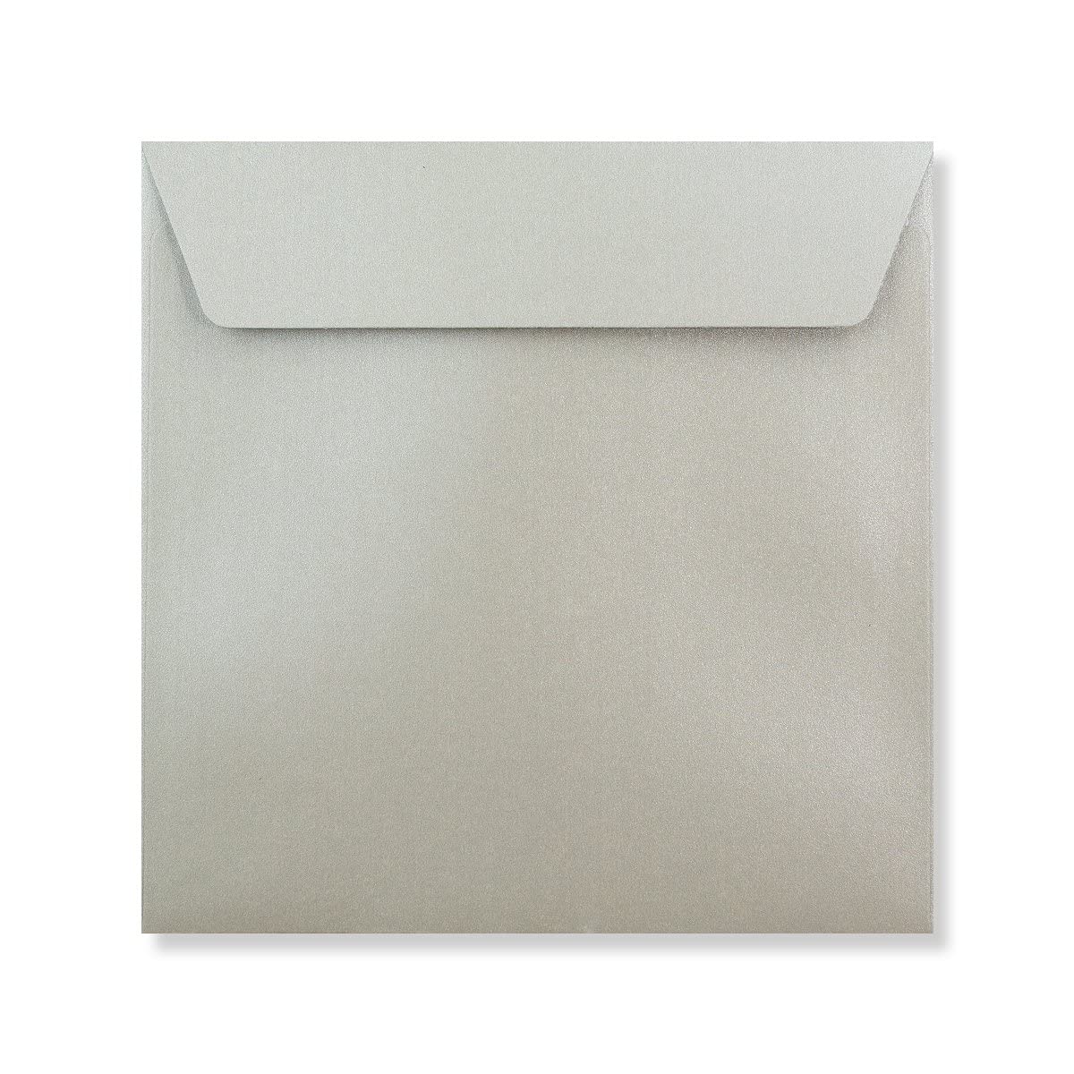 50 Silver Square Pearl Envelopes - 155mm x 155mm - Straight Wallet Flap Peel/Seal Silver Coloured Envelopes - 120gsm Pearlescent Paper - to Fit 6 inch Square Inserts