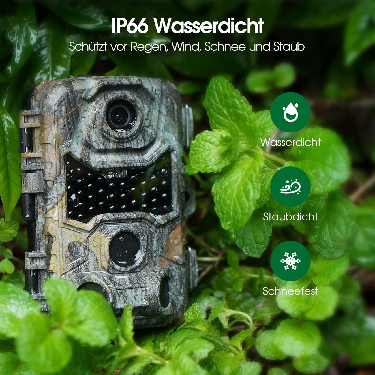 Crenova Wildkamera Handyübertragung APP 4K 32MP mit 32GB microSD 940nm IR LEDs WLAN Bluetooth, Wildtierkamera mit Nachtsicht Bewegungsmelder Spielkamera IP66 Wildbeobachtung Waldkamera