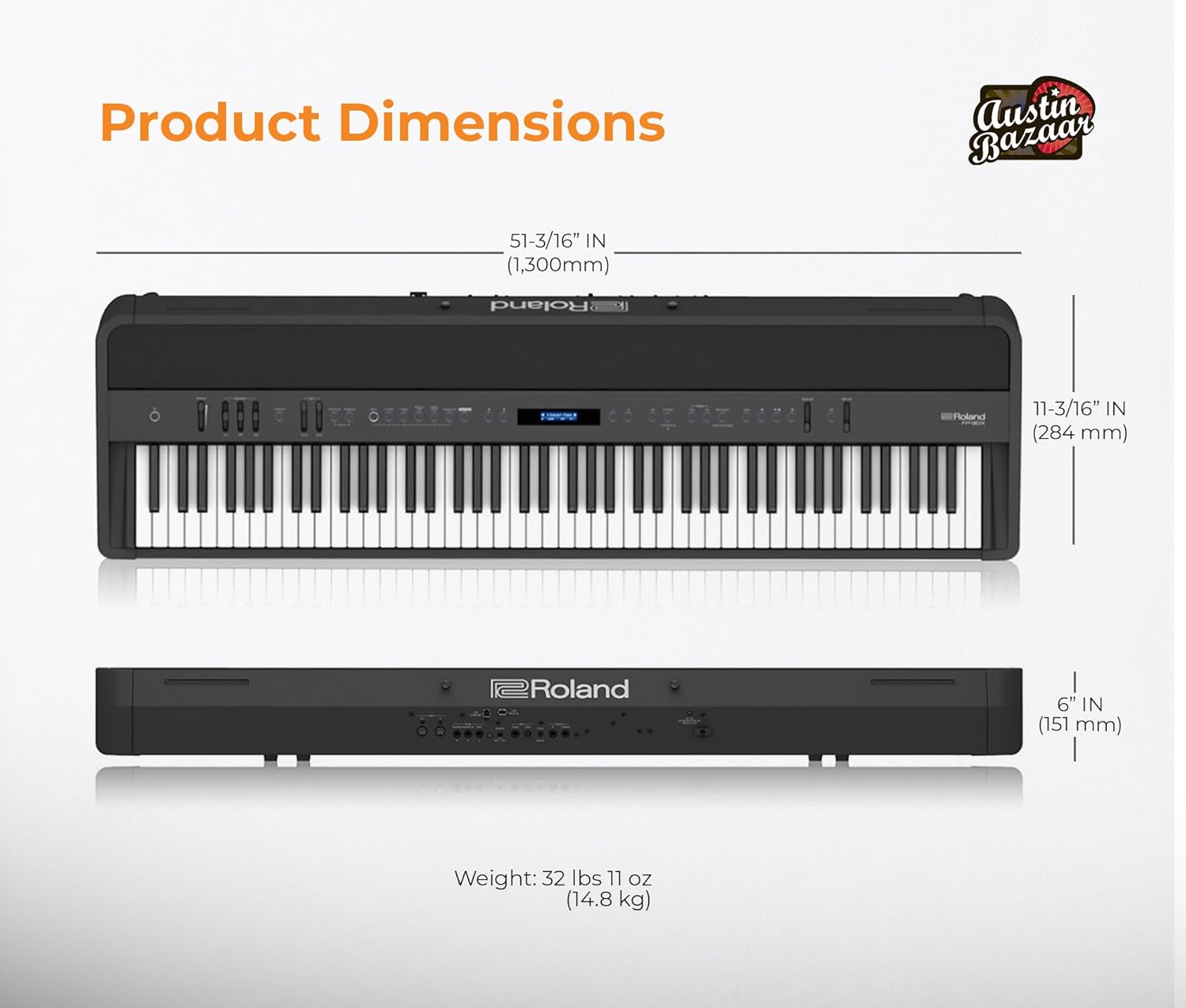 Roland FP-90X 88-Key Digital Piano - Black Bundle with KSC-90 Stand, KPD-90 Three Pedal Unit, Bench, Online Piano Lessons, Instructional DVD, and Austin Bazaar Polishing Cloth