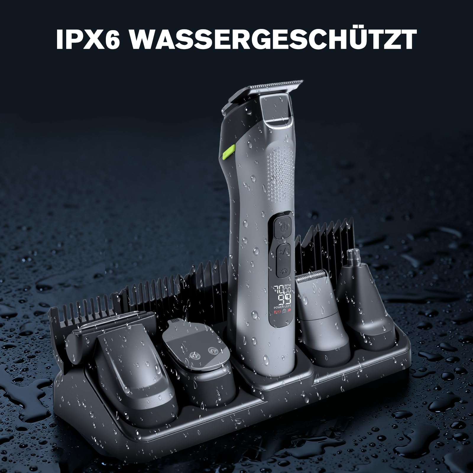 Carehabi 5 in 1 Haarschneidemaschine Barttrimmer Herren, All-in-1 Bartschneider Nasenhaartrimmer Kabellos, für Gesicht, Kopf und Körper, IPX7 Wasserdicht Multigroom kit, Geschenke für Männer