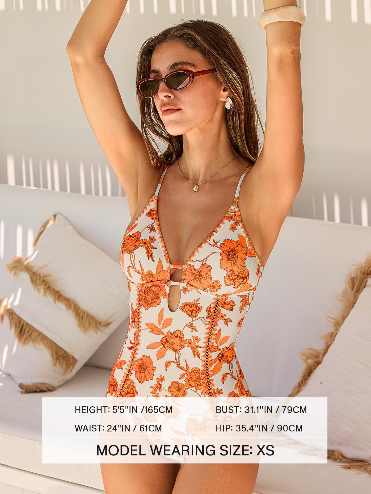 CUPSHE Costume da bagno intero da donna con scollo a V profondo e allacciatura